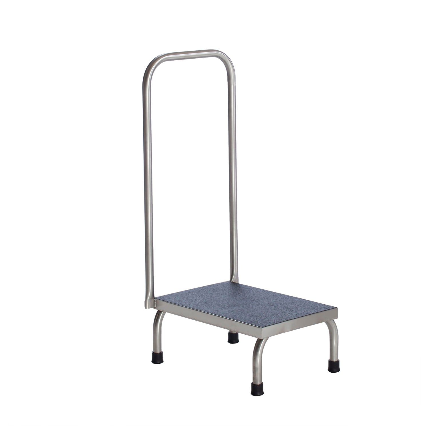 SS8378 - UMF Medical - Step Stool, 1-Step with Handrail, Stainless Steel, 18"W x 7 5/8"H x 12"D, handrail 36"H (DROP SHIP ONLY) , ea