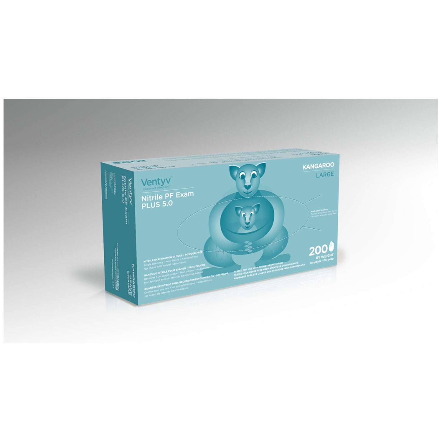 10336103 - Ventyv - Glove, Exam, Nitrile, Powder-Free (PF), Textured Finger Tip, Chemotherapy Tested, Blue, Large, 200/bx, 10 bx/cs (60 cs/plt) (Continental US Only) , cs