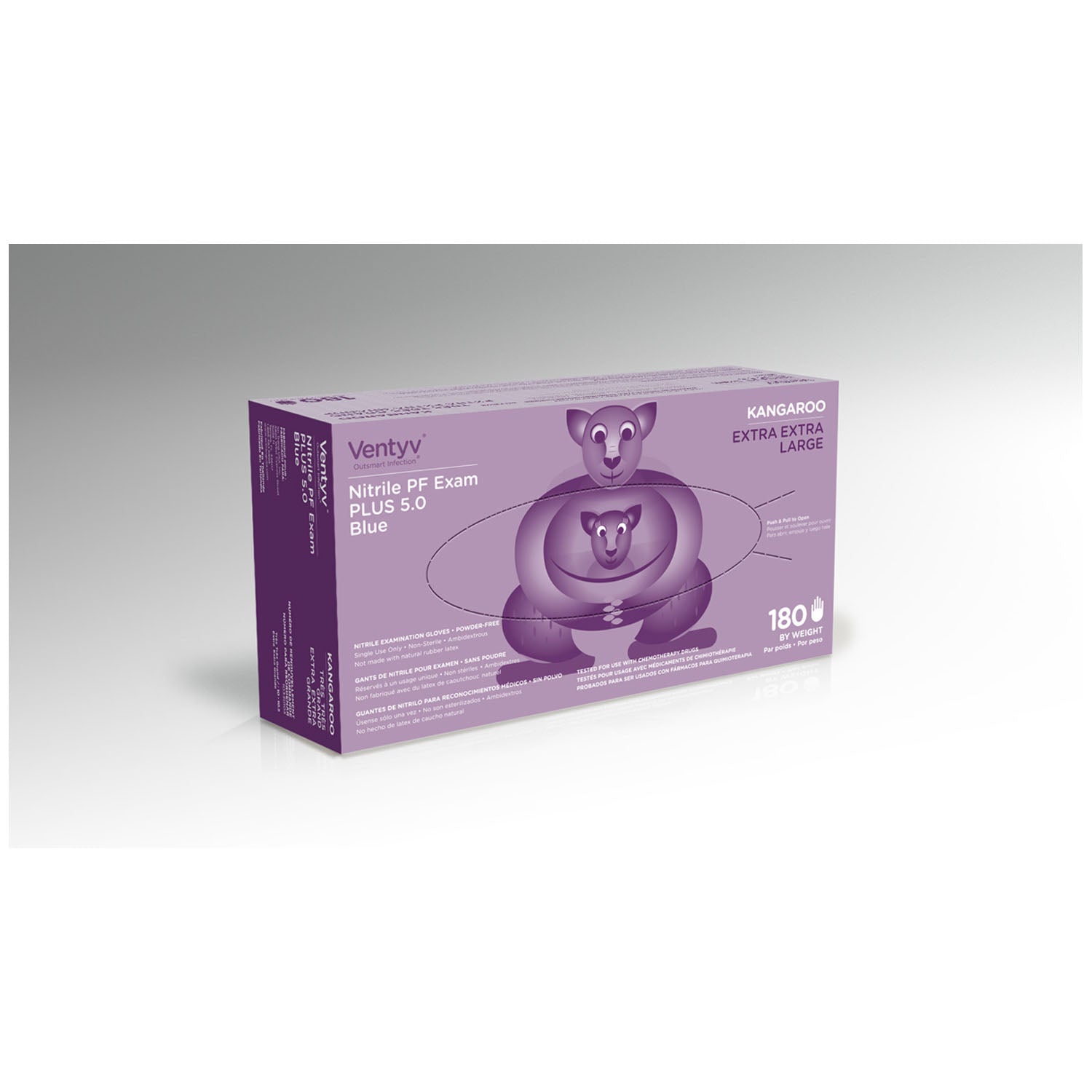 10338103 - Ventyv - Glove, Exam, Nitrile, Powder-Free (PF), Textured Finger Tip, Chemotherapy Tested, Blue, XX-Large, 180/bx, 10 bx/cs (60 cs/plt) (Continental US Only) , cs