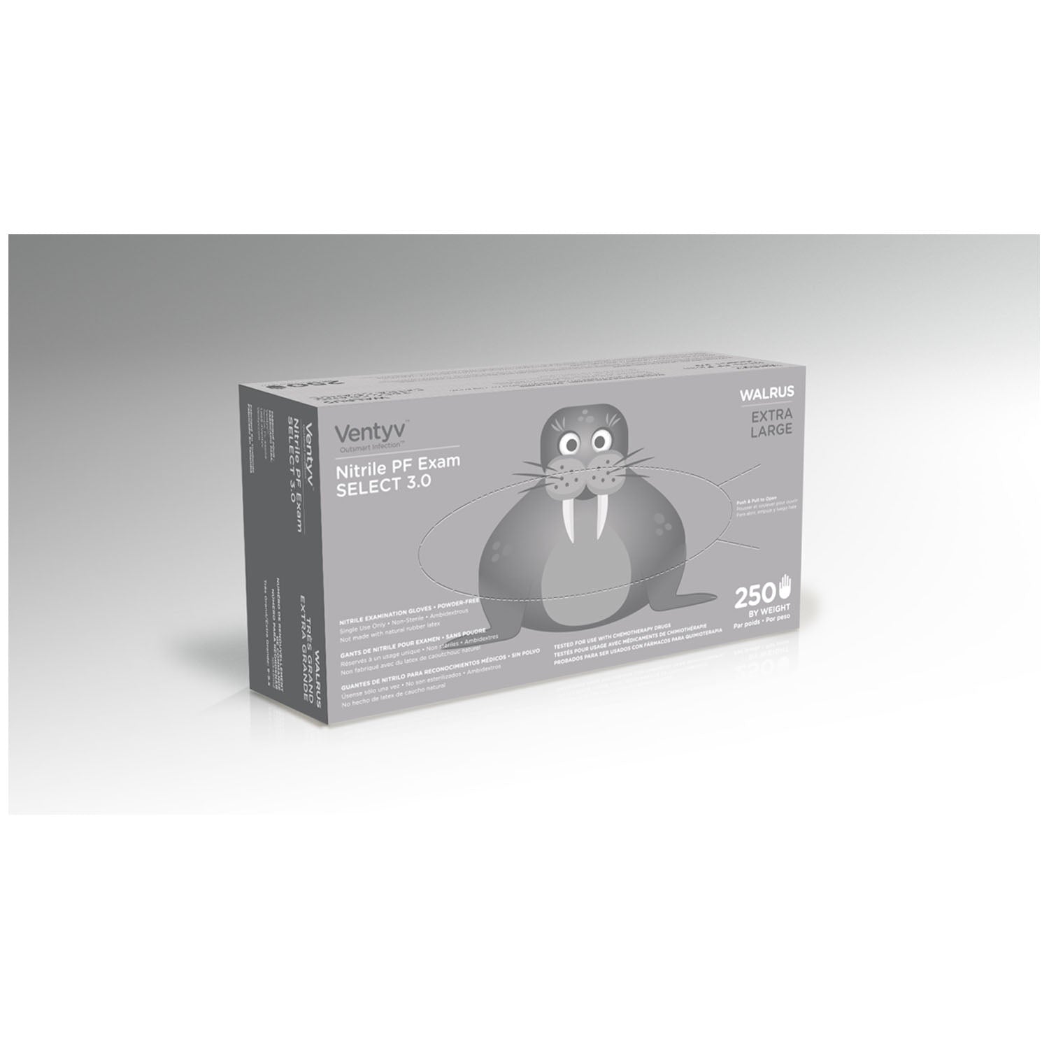 10349102 - Ventyv - Glove, Exam, Nitrile, Powder-Free (PF), Polymer Coated, Textured Finger Tip, Chemotherapy Tested, Cobalt Blue, X-Large, 250/bx, 10 bx/cs (50 cs/plt) (Continental US Only) , cs