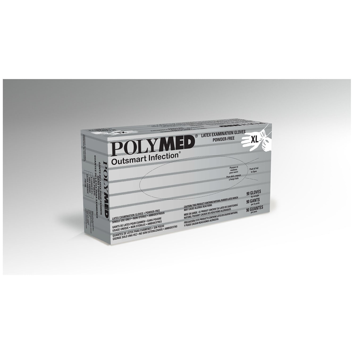 PM105 - Ventyv - Glove, Exam, Latex, X-Large (9-9.5), Powder Free (PF), Fully Textured, Natural White, Gray Dispenser Box, 90/bx, 10 bx/cs (70 cs/plt) (Continental US Only) (Item on Manufacturer Backorder - Inventory Limited when Available) , cs