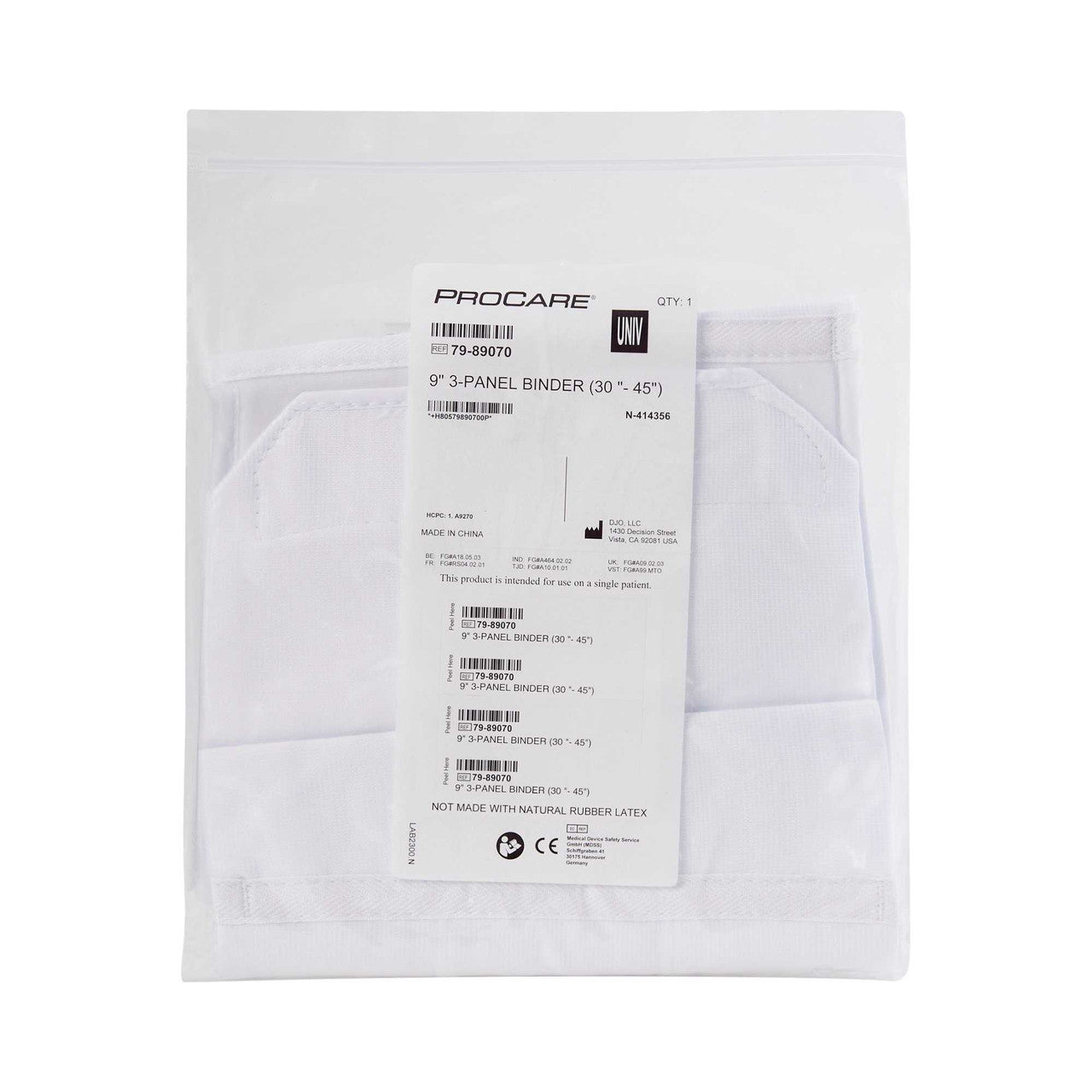 302627 - ProCare - Abdominal Binder ProCare Premium One Size Hook and Loop Closure 30 to 45 Inch Waist Circumference 9 Inch Height Adult 79-89070 Pack of 1, (EA)