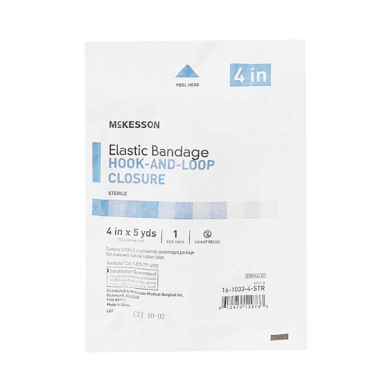 471793 - McKesson - Elastic Bandage McKesson 4 Inch x 5 Yard Hook and Loop Closure Tan Sterile Standard Compression 16-1033-4-STR Case of 36, (CS)