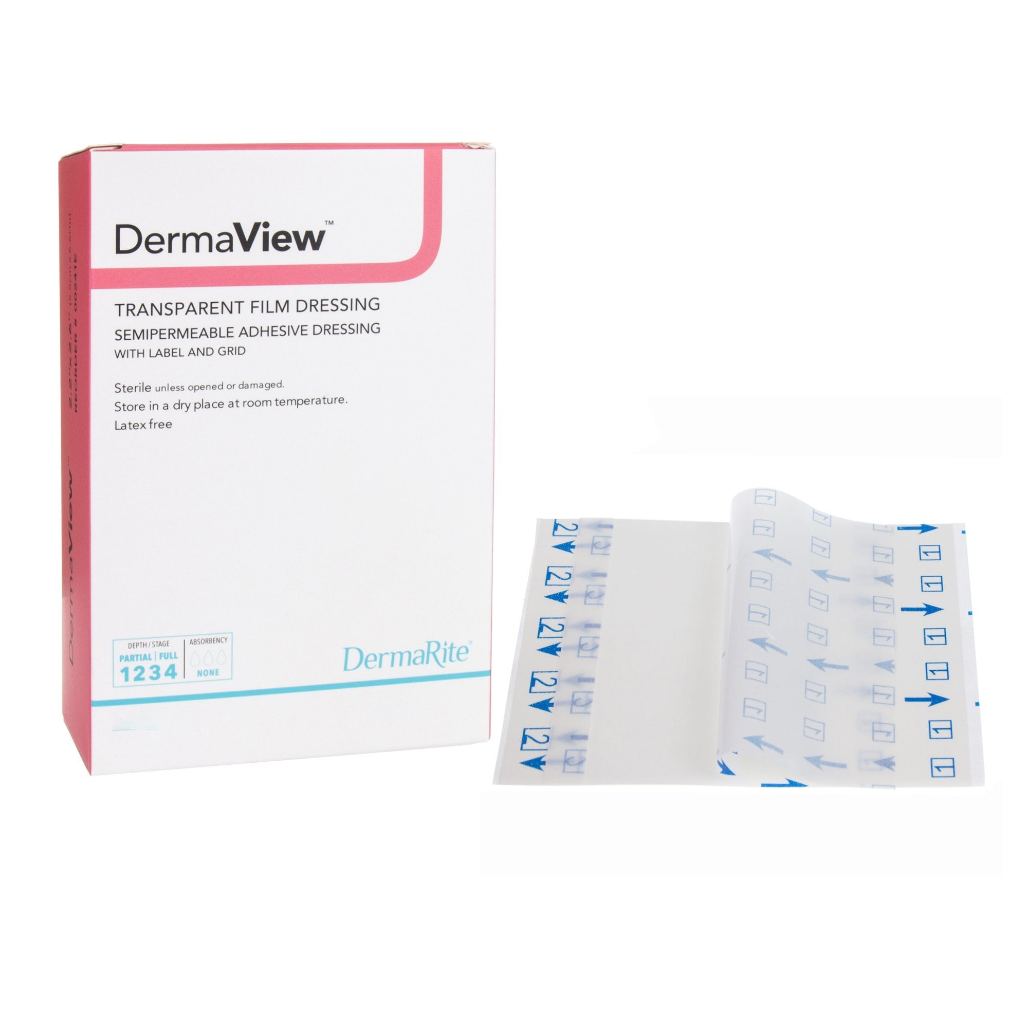 670710 - Derma - DermaView Transparent Film Dressing 4 X 5 Inch 2 Tab Delivery Rectangle Sterile, 00251E, Box of 50, (BX)
