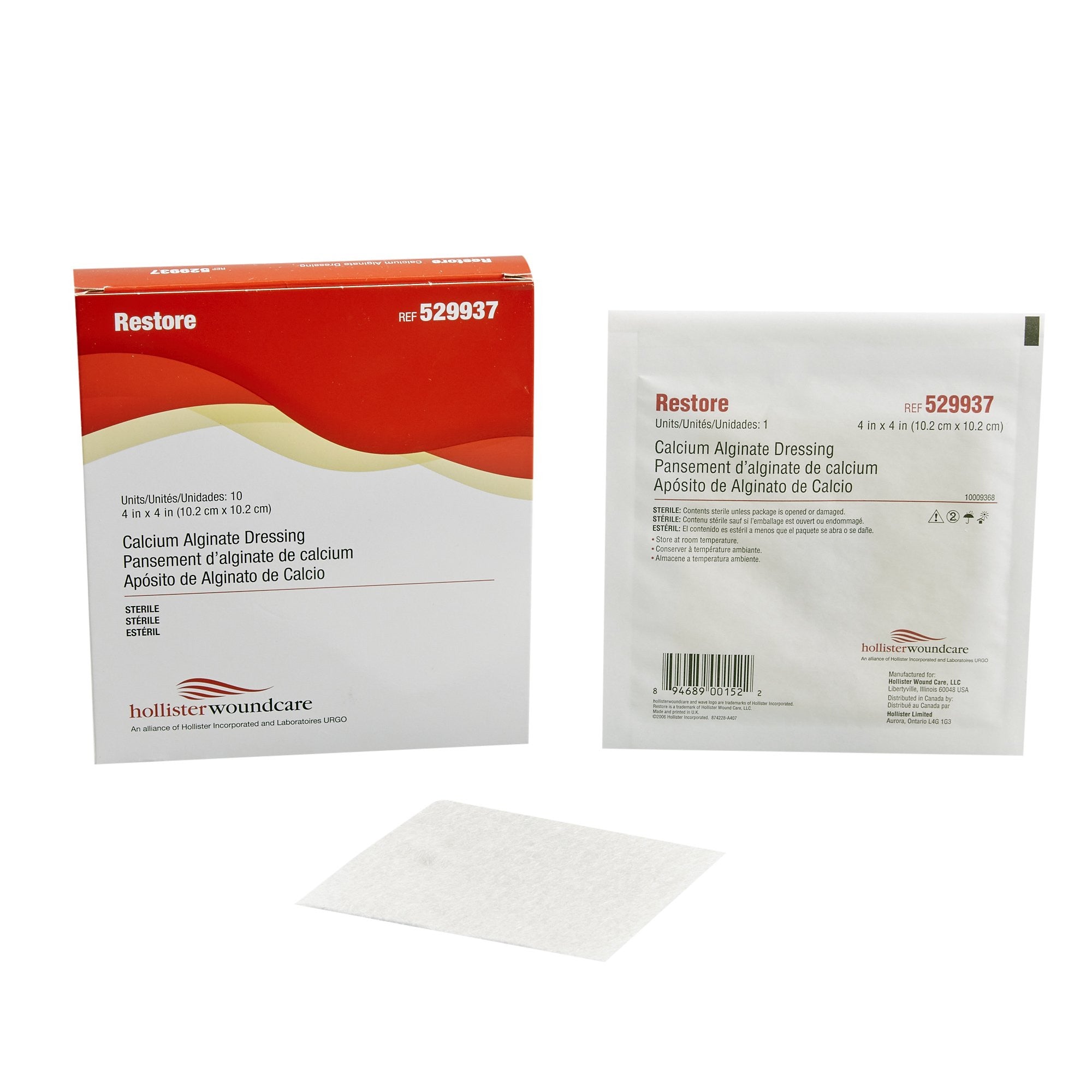 329626 - Restore - Restore Alginate Dressing 4 X 4 Inch Square, 529937, Box of 10, (BX)