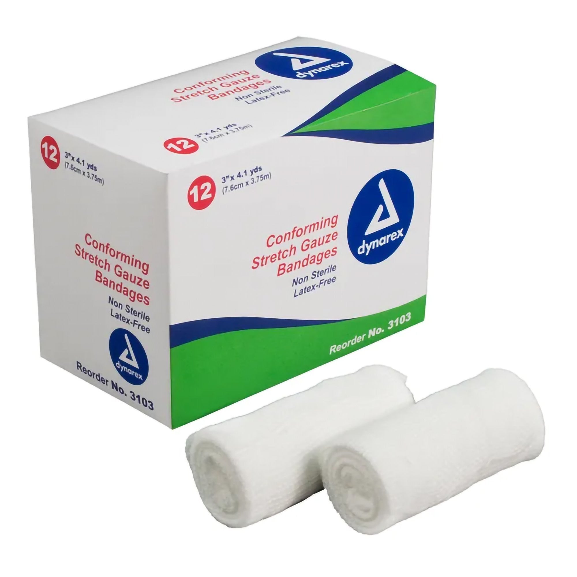 691353 - Dynarex - Dynarex Conforming Bandage 3 in X 4-1/10 Yard 1-Ply NonSterile , 3103, Case of 96, (CS)