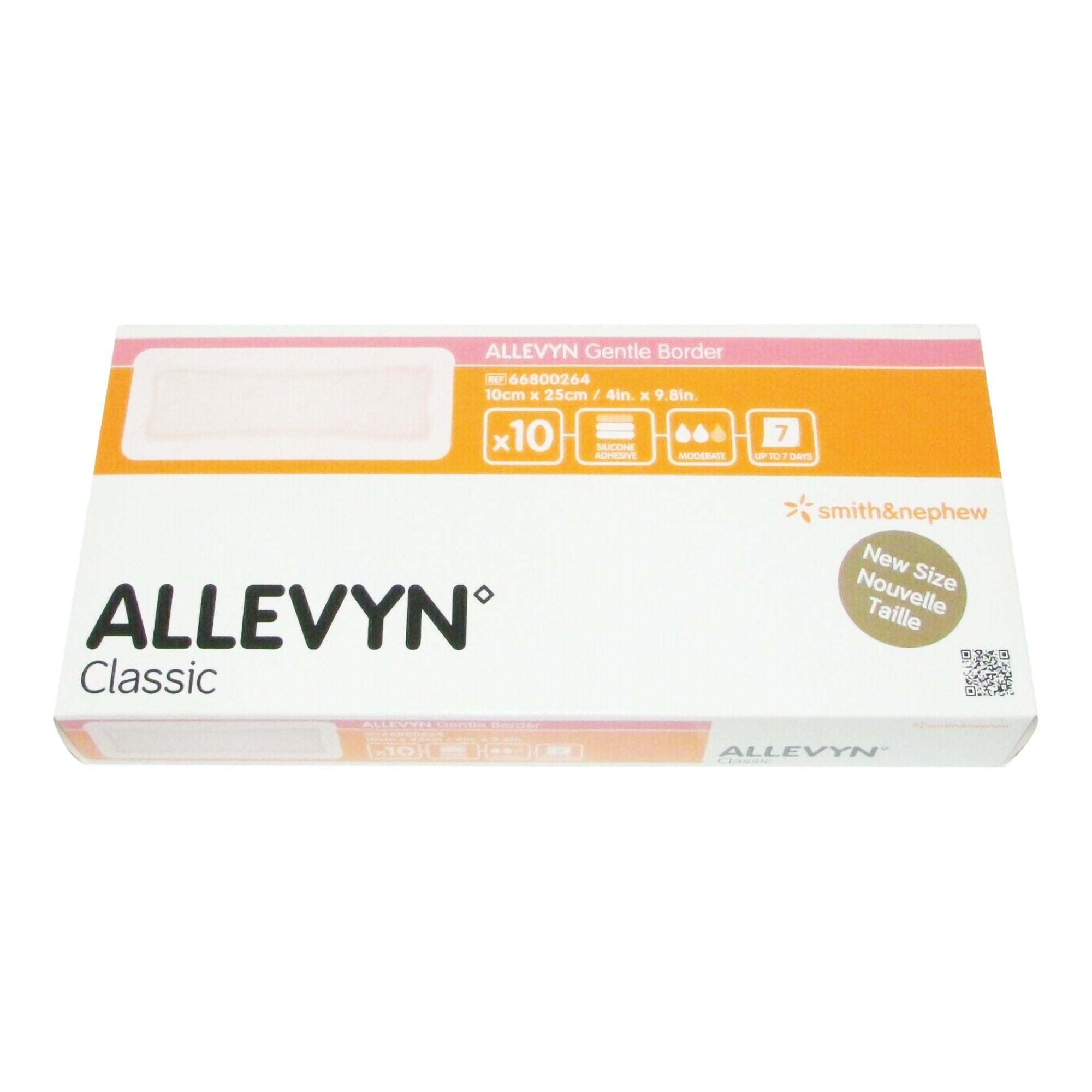 1062154 - Allevyn - Allevyn Gentle Border Foam Dressing 4 X 10 Inch With Border Film Backing Silicone Gel Adhesive Rectangle Sterile, 66800264, Case of 60, (CS)