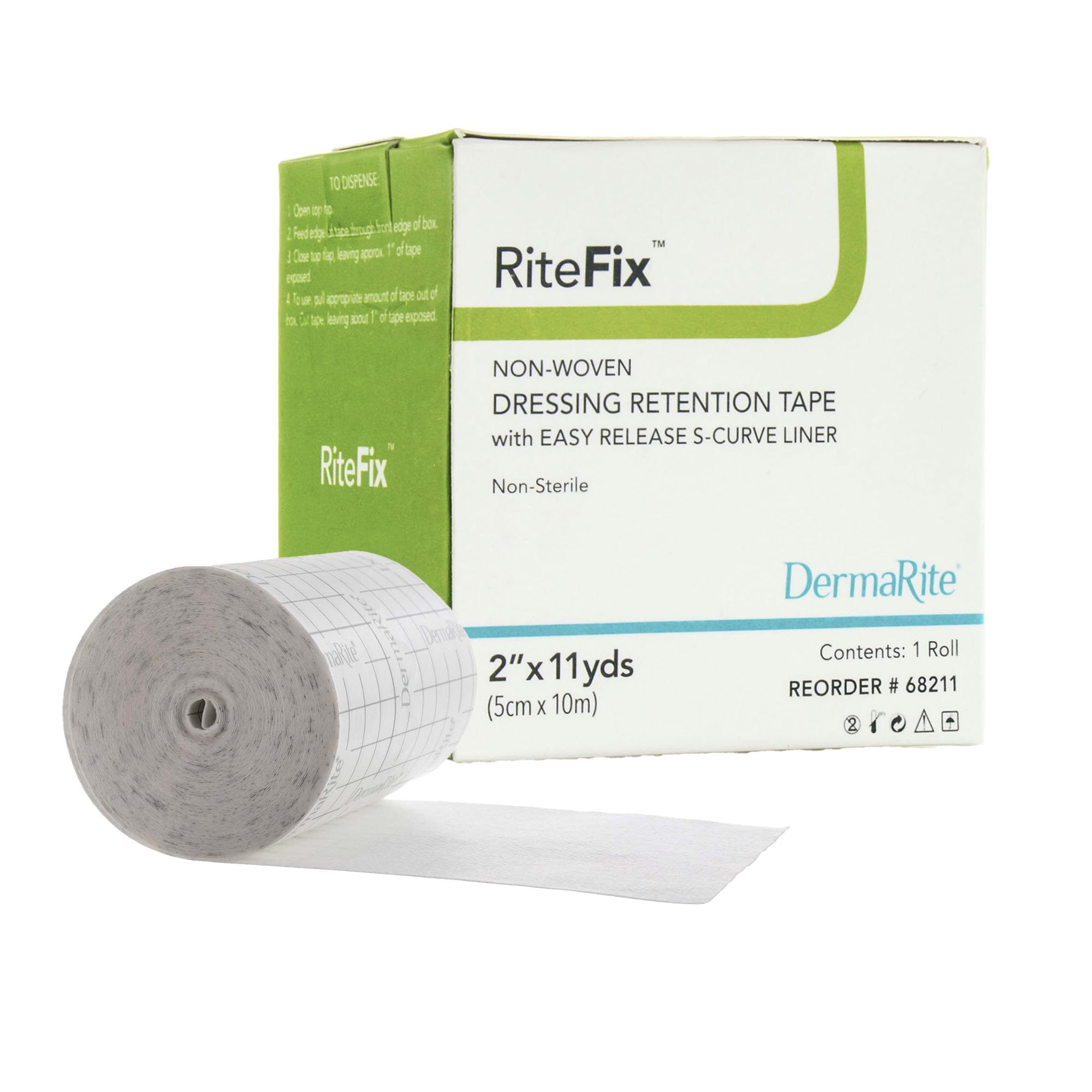 939643 - RiteFix - RiteFix Water Resistant Dressing Retention Tape with Liner White 2 in X 11 yd Nonwoven, 68211, Box of 1, (BX)
