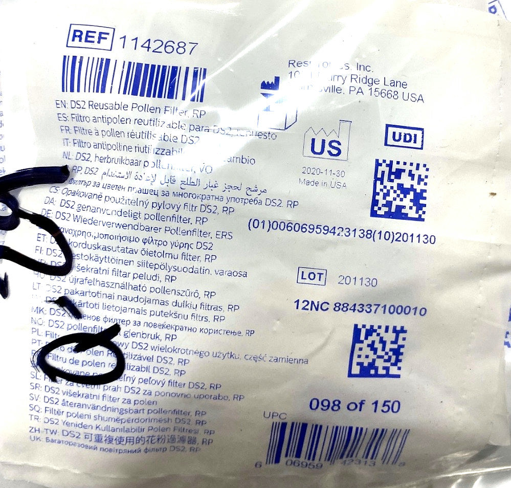 1142687 - RESPIRONICS - Reusable pollen filter rp, (EA/1)