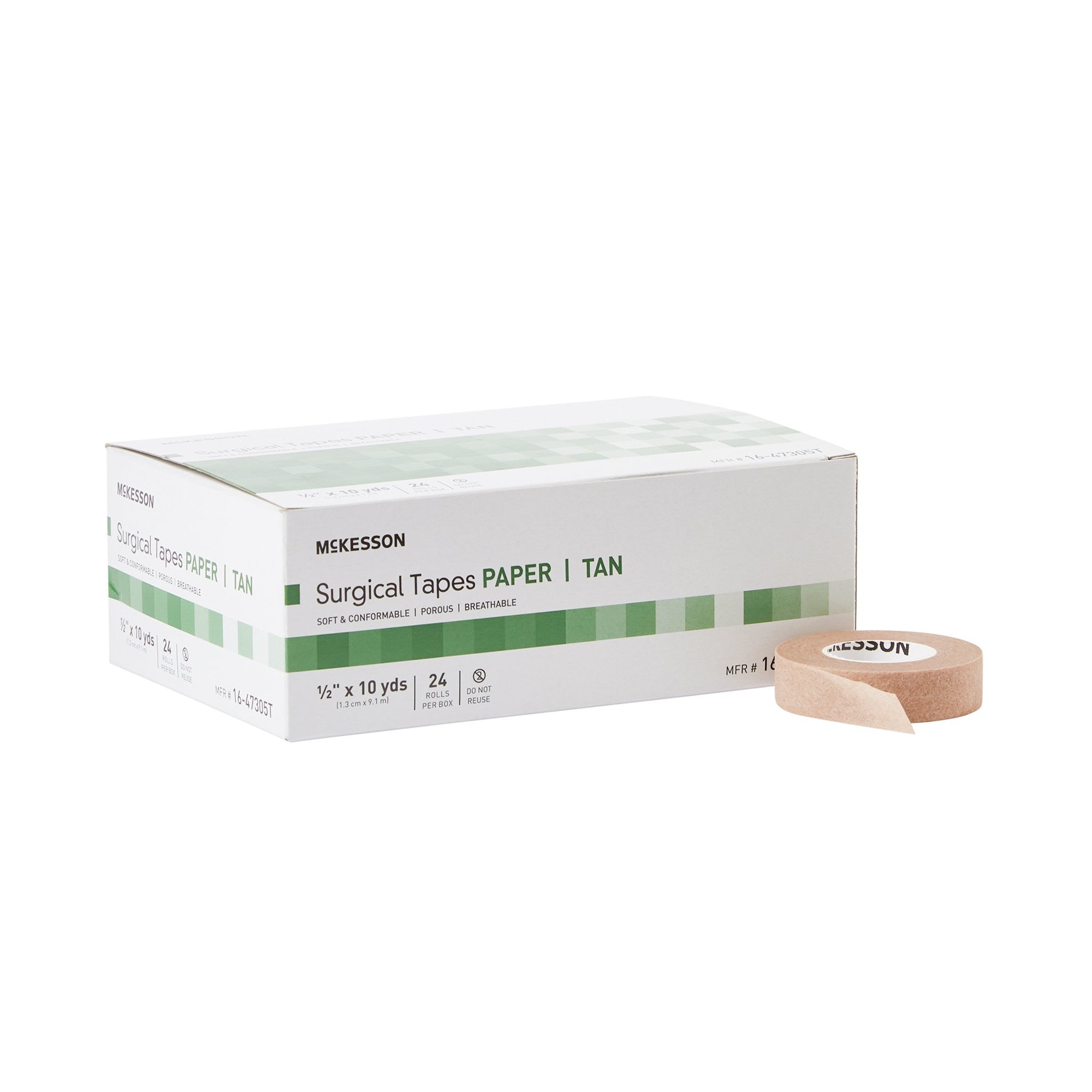 1055585 - McKesson - McKesson Medical Tape Tan 1/2 in X 10 yd Paper, 16-47305T, Case of 288, (CS)