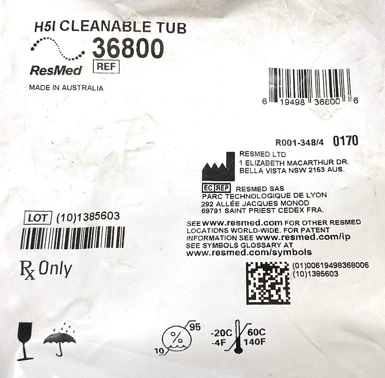 36800 - RESMED - H5i CLEANABLE WATER TUB, (EA/1)