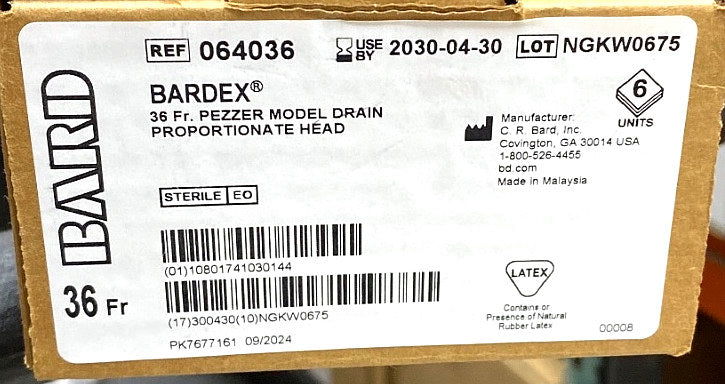 64036 - BARD - Bardex® Pezzer Model Drain Proportionate Head, (BX/6)