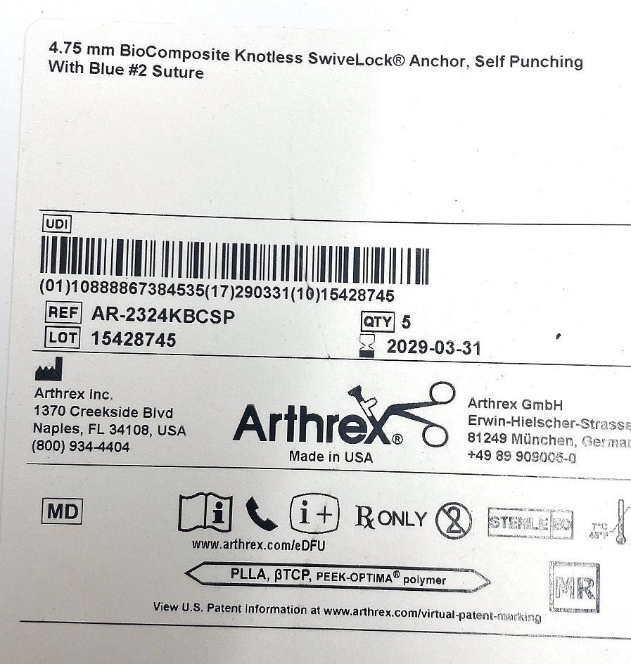 AR-2324KBCSP - ARTHREX - SwiveLock, SP BC KL 4.75MM, (BX/5)