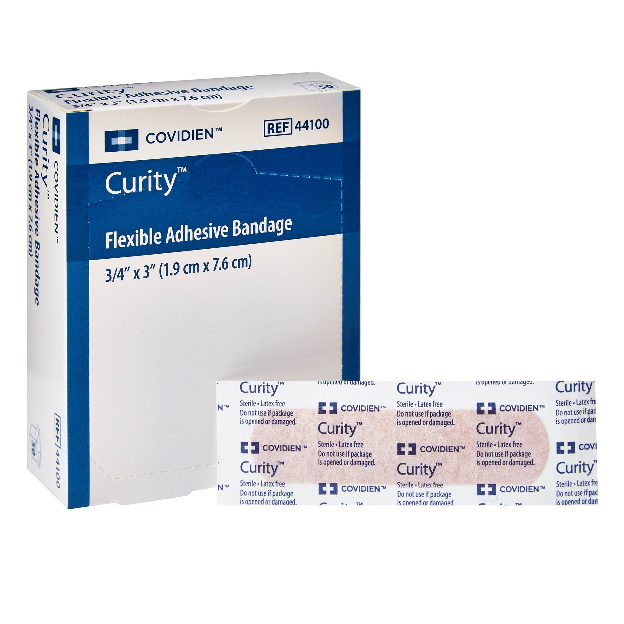 731634 - Curity - Curity Adhesive Strip Fabric Tan 3/4 X 3 Inch Sterile, 44100, Box of 50, (BX)
