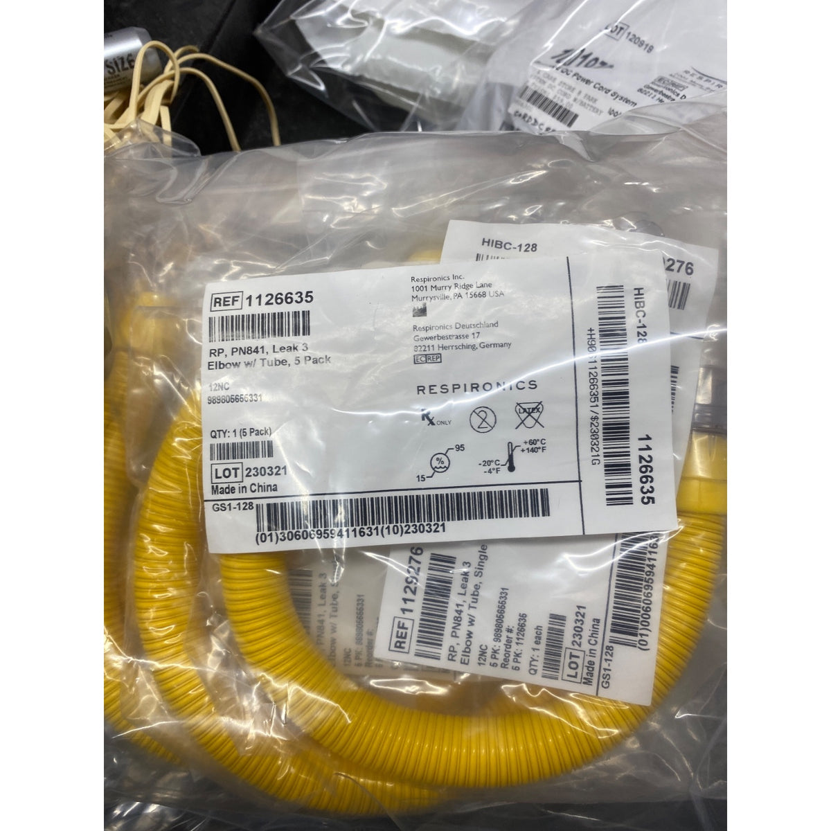 1126635 - RESPIRONICS - Elbow w/ tube 5 pack, (EA/1)