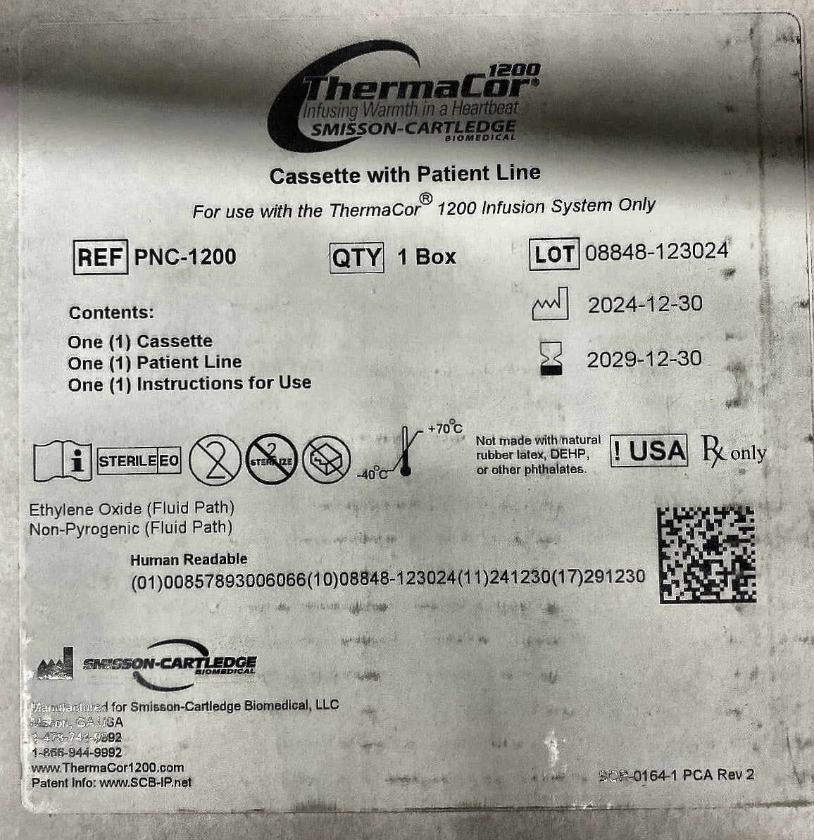 PNC-1200 - SMISSON-CARTLEDGE BIOMEDICAL - Cassette. Whit patient line, (BX/1)