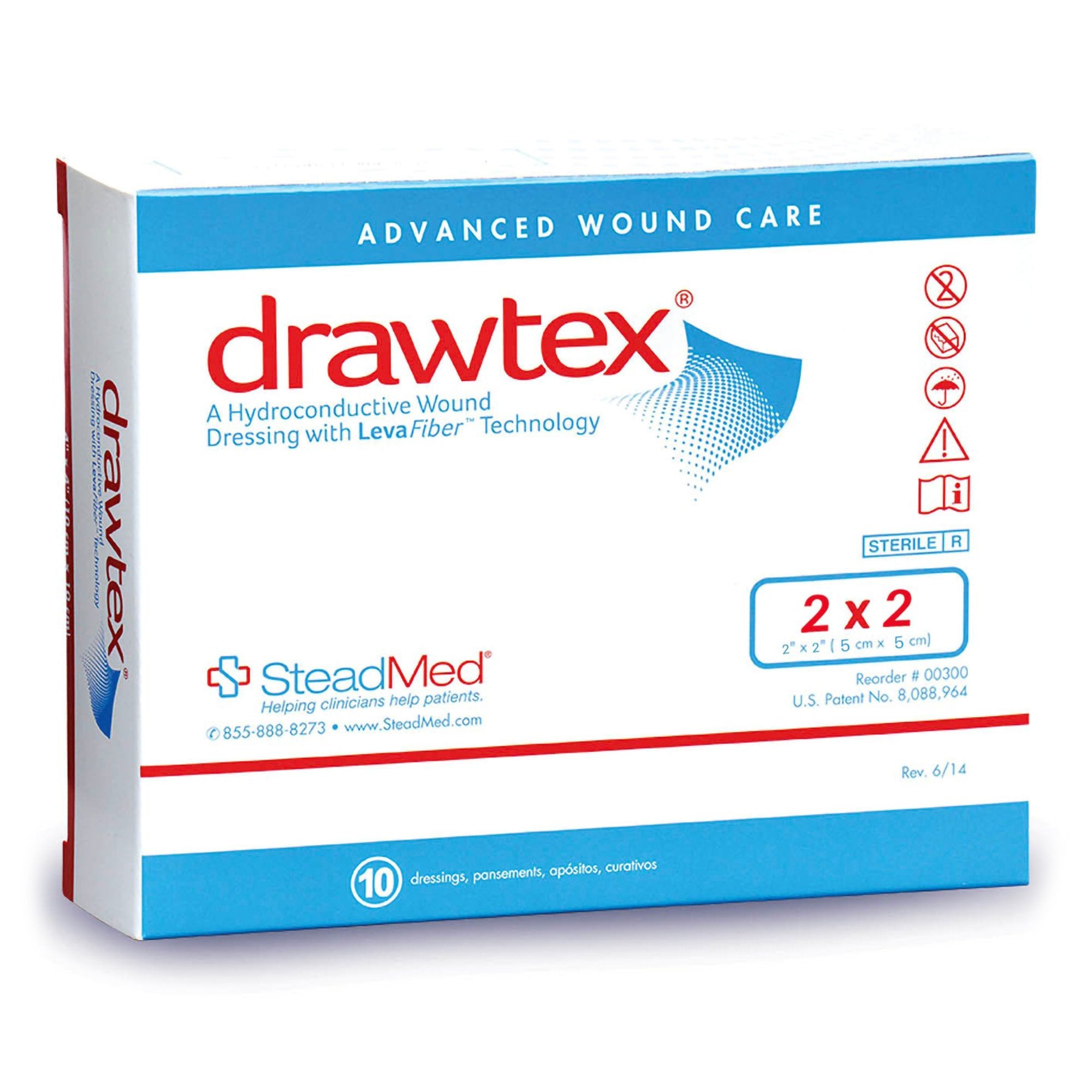 761644 - Drawtex - Drawtex Hydroconductive Wound Dressing 2 X 2 Inch Square, 00300, Pack of 1, (EA)