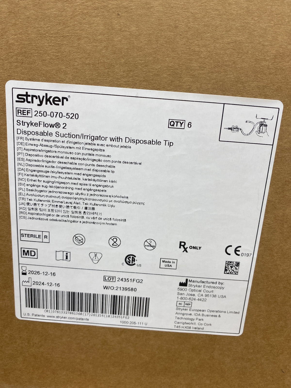 250-070-520 - STRYKER - Precision Thick Blade, 25 L x 9 mm W, (BX/6)