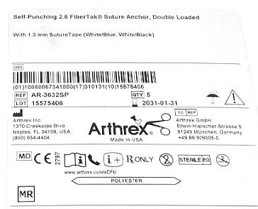AR-3632SP - ARTHREX - SP FiberTak RC, DbLoad Tape BL/W, BLK/W, (BX/5)