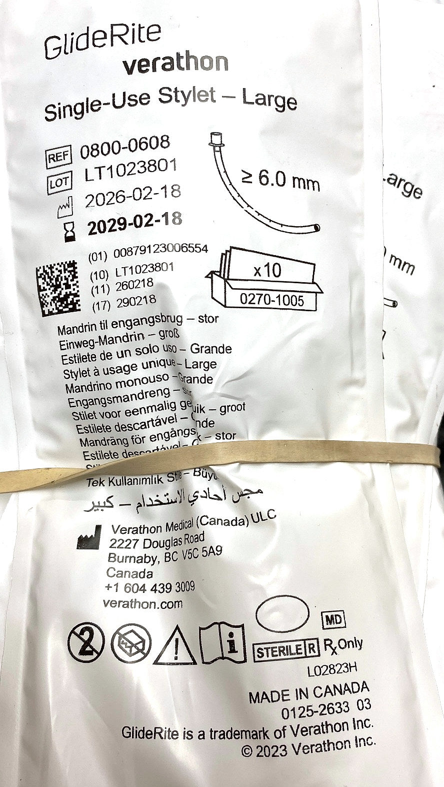 0800-0608 - VERATHON MEDICAL - GlideRite® Single-Use Stylet – Large, (EA/1)