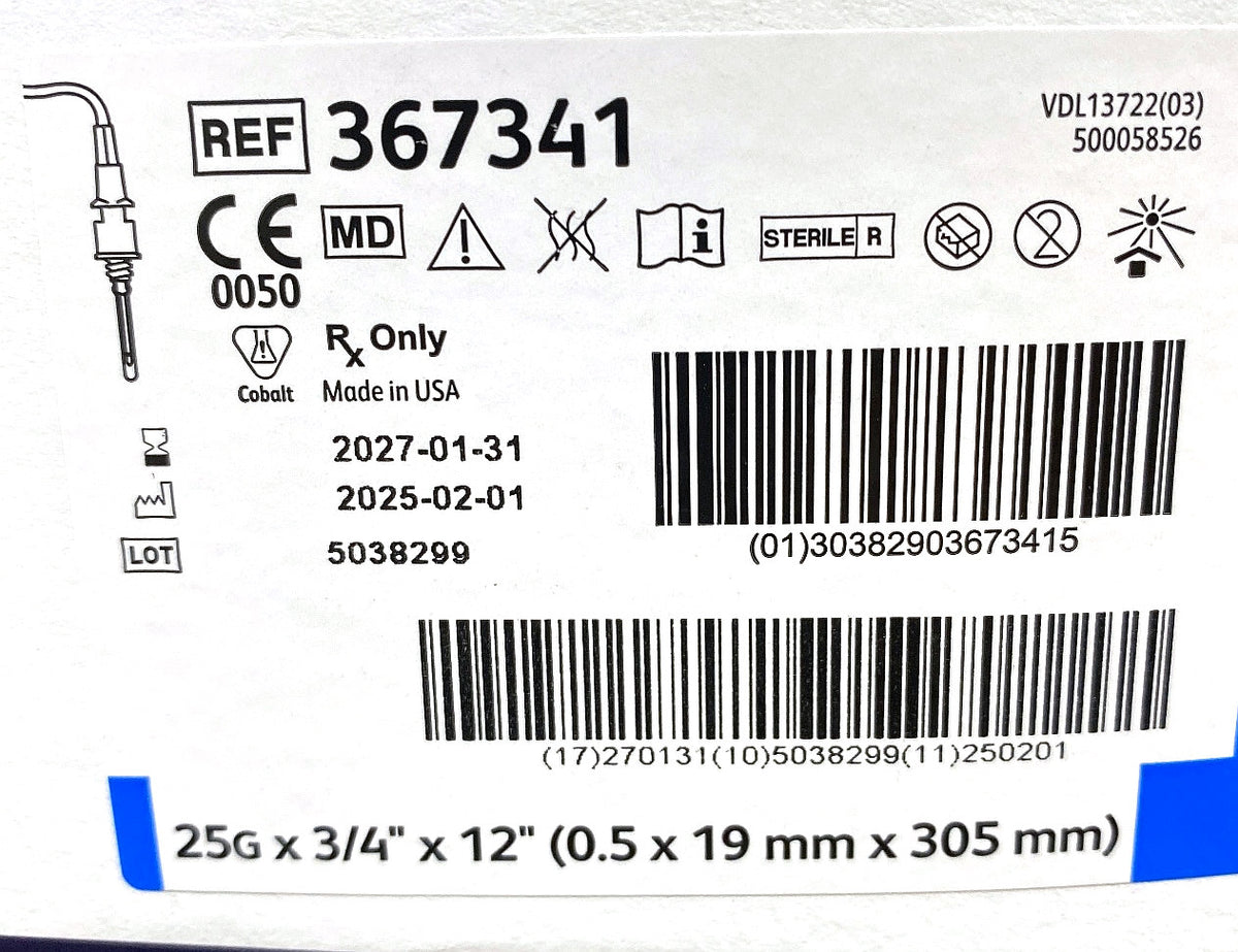 367341 - BD - WINGSET PBBCS 25X.75 12 LUER, (BX/50)