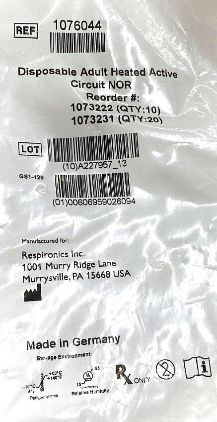 1076044 - RESPIRONICS - Disposable Adult Heated Active Circuit, NO, (EA/12)