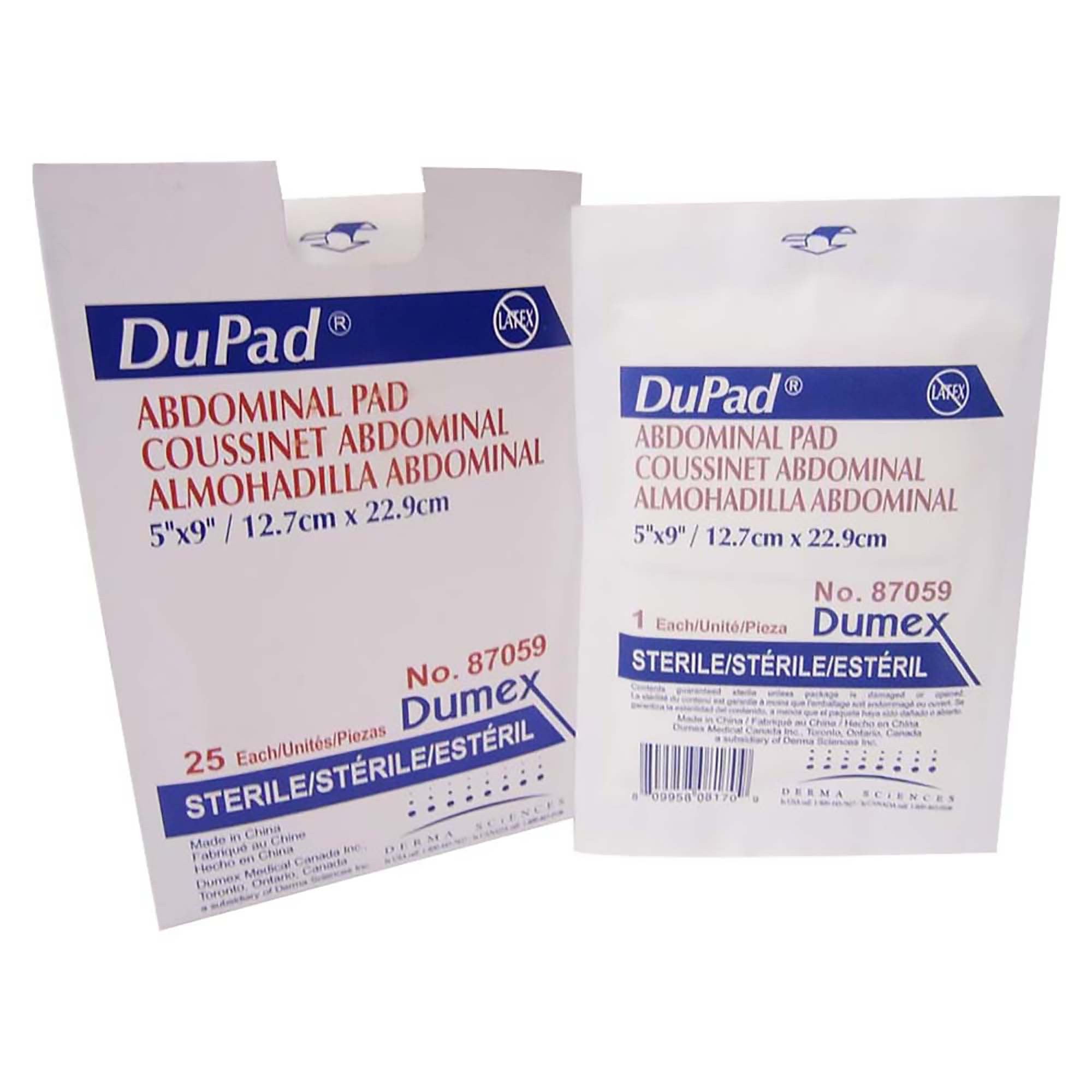 645793 - DuPad - DuPad Abdominal Pad 5 X 9 Inch 1-Ply Sterile 1 per Pack, 87059, Box of 25, (BX)