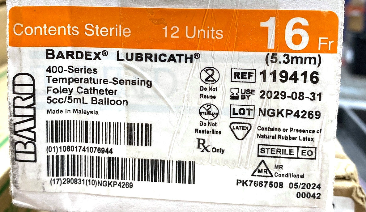 119416 - BARD - Bardex® Lubricath® Temperature-Sensing Foley Catheter, (BX/12)