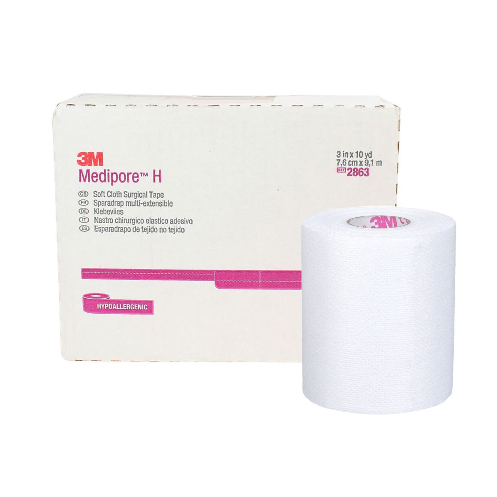 324082 - Medipore - 3M Medipore H Perforated Medical Tape White 3 in X 10 yd Soft Cloth, 2863, Case of 12, (CS)