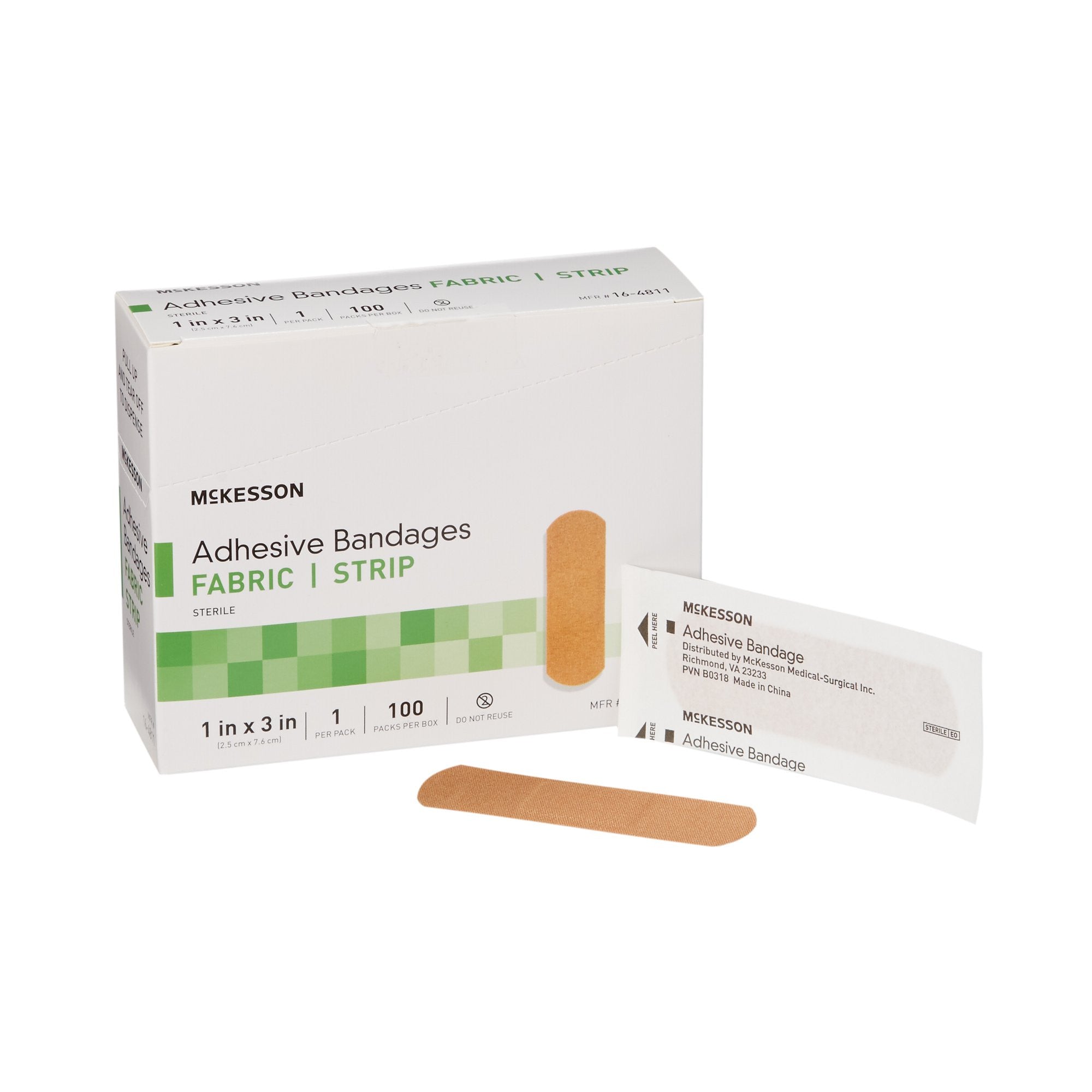 466872 - McKesson - McKesson Adhesive Strip Fabric Tan 1 X 3 Inch Sterile, 16-4811, Case of 2400, (CS)