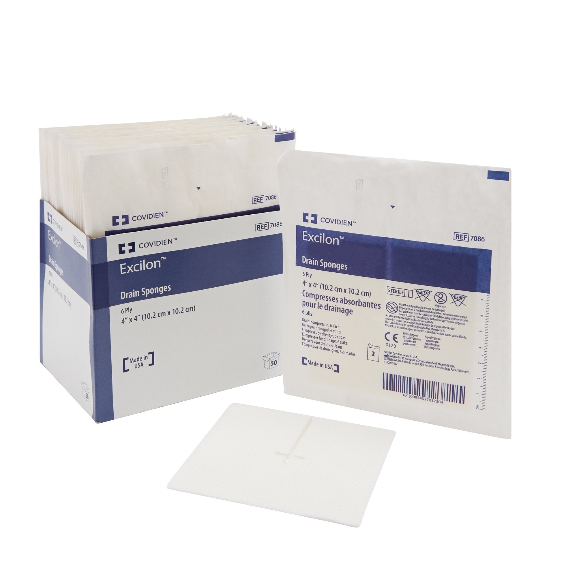 401587 - Excilon - Excilon Drain Sponge 4 X 4 in 6-Ply Sterile , 7086-, Case of 300, (CS)
