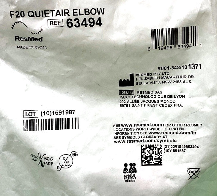 63494 - RESMED - F20 QUIETAIR ELBOW, (EA/1)