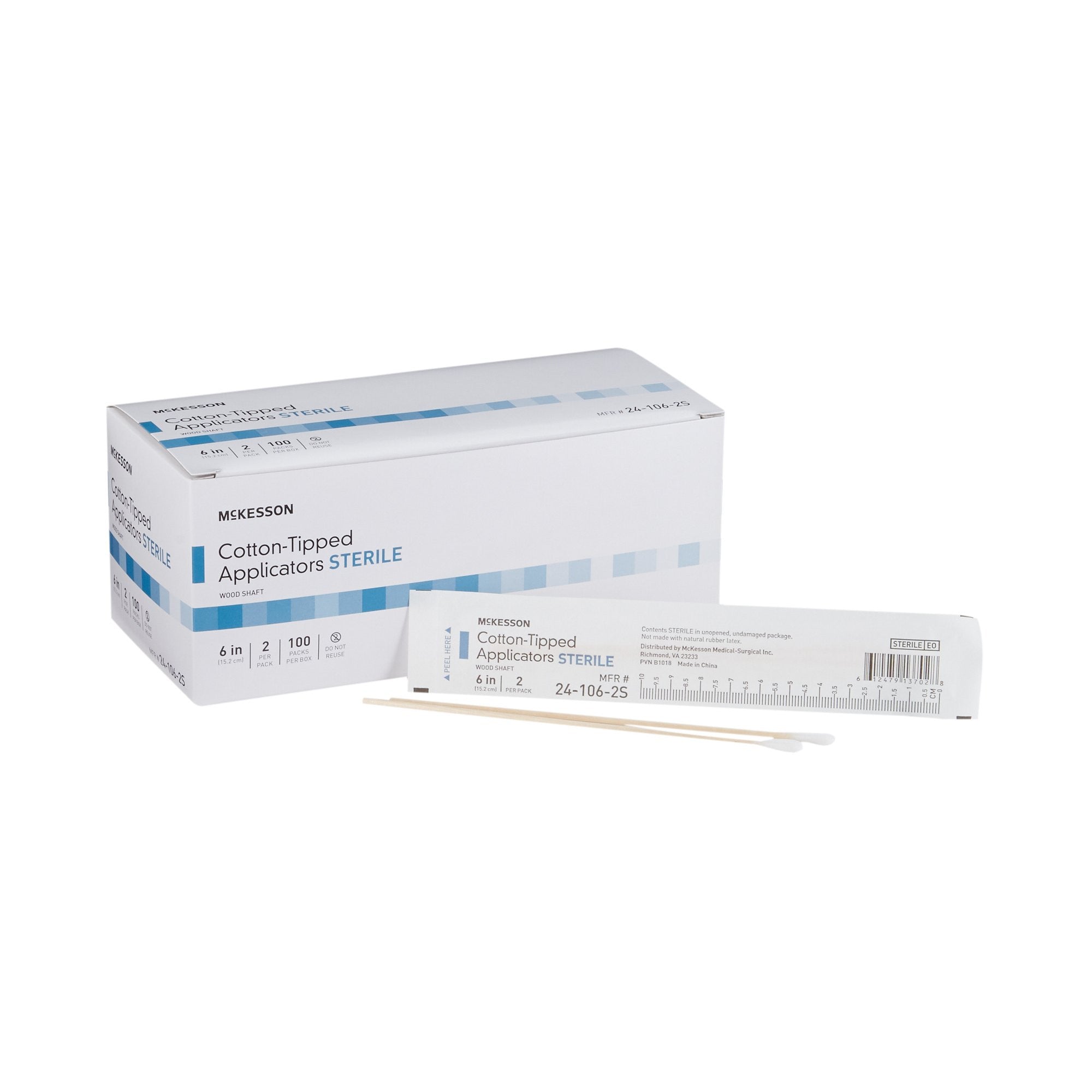 508713 - McKesson - McKesson Swabstick Cotton Tip Wood Shaft 6 in, Sterile , 24-106-2S, Case of 1000, (CS)