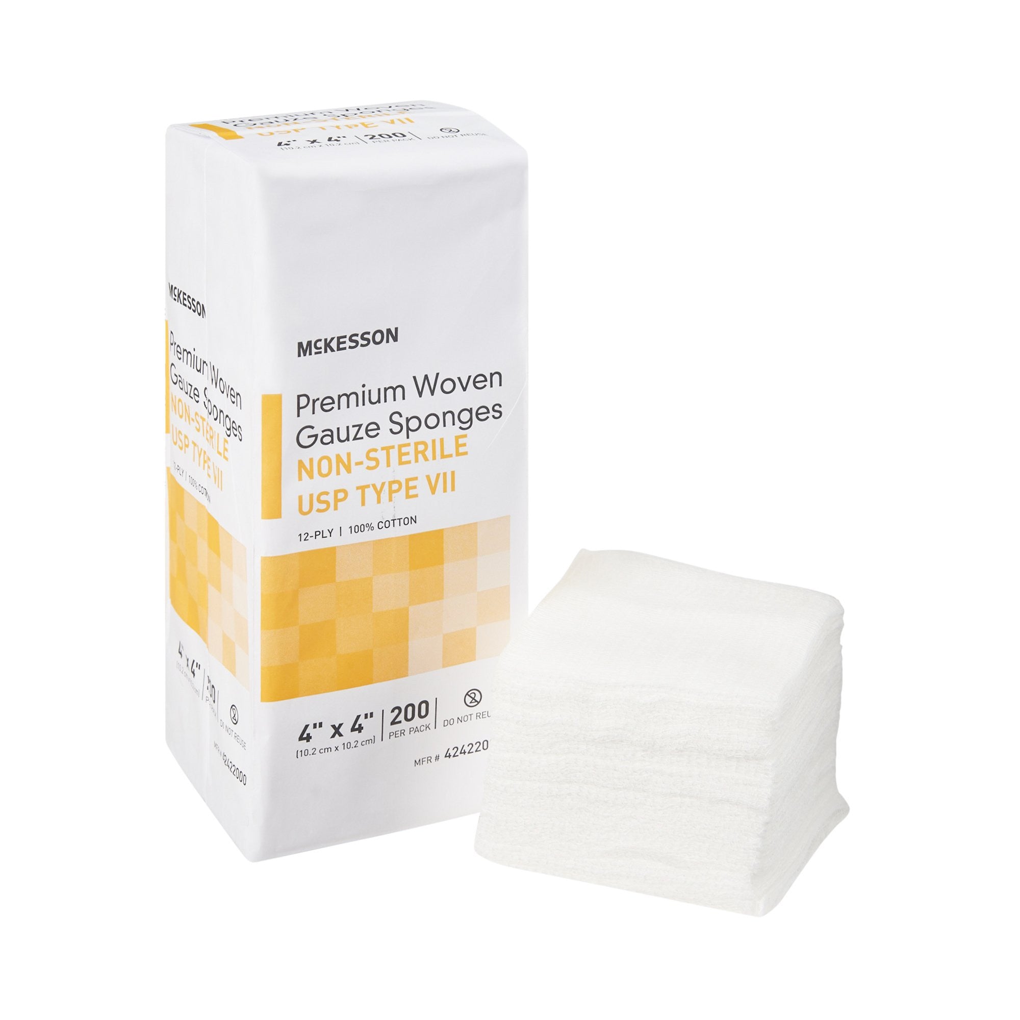 1043630 - McKesson - McKesson Gauze Sponge 4 X 4 in 12-Ply NonSterile , 42422000, Case of 2000, (CS)