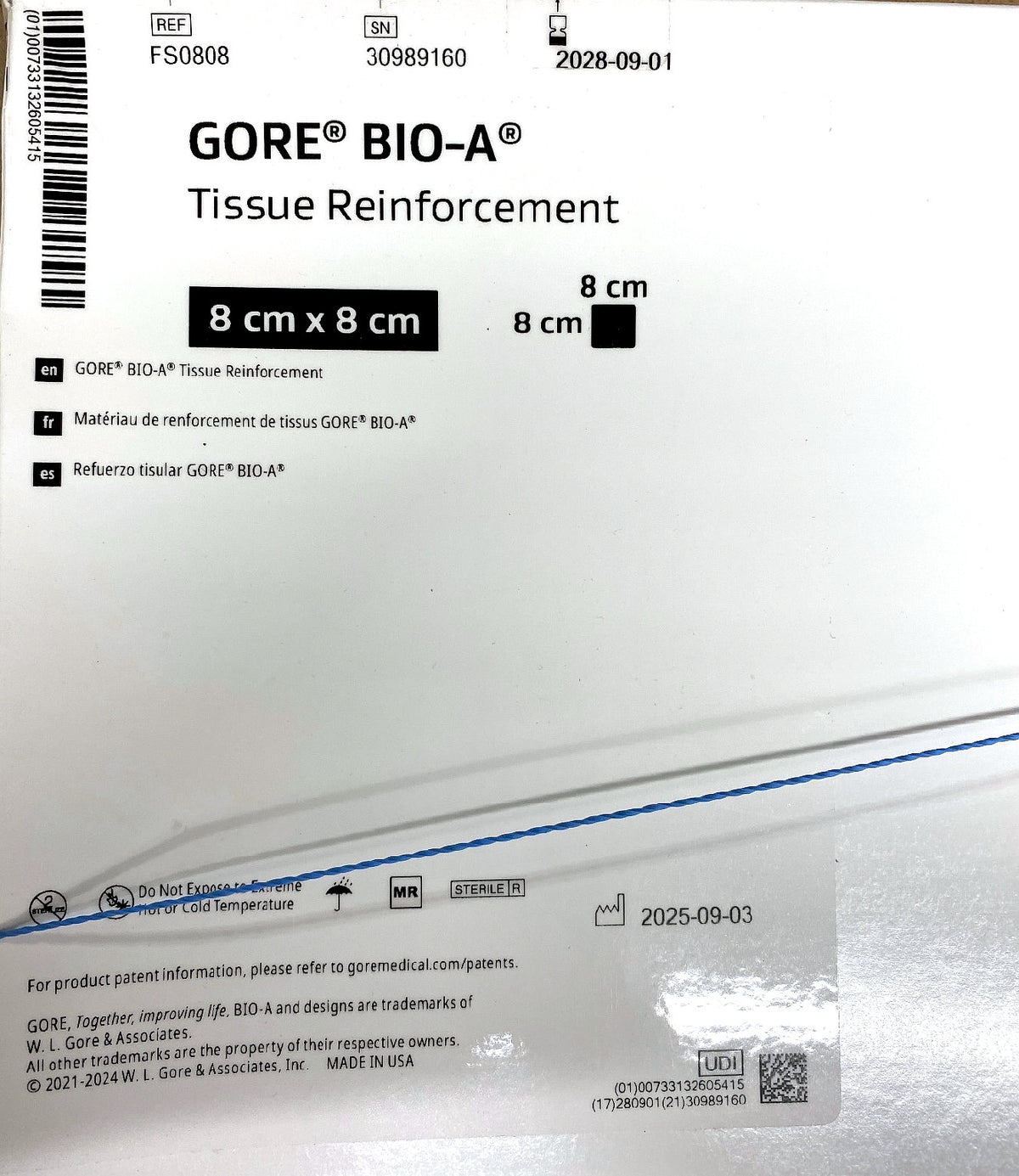 FS0808 - GORE - BIO-A TISSUE REINFORCEMENT 8cmX8cm, (BX/1)
