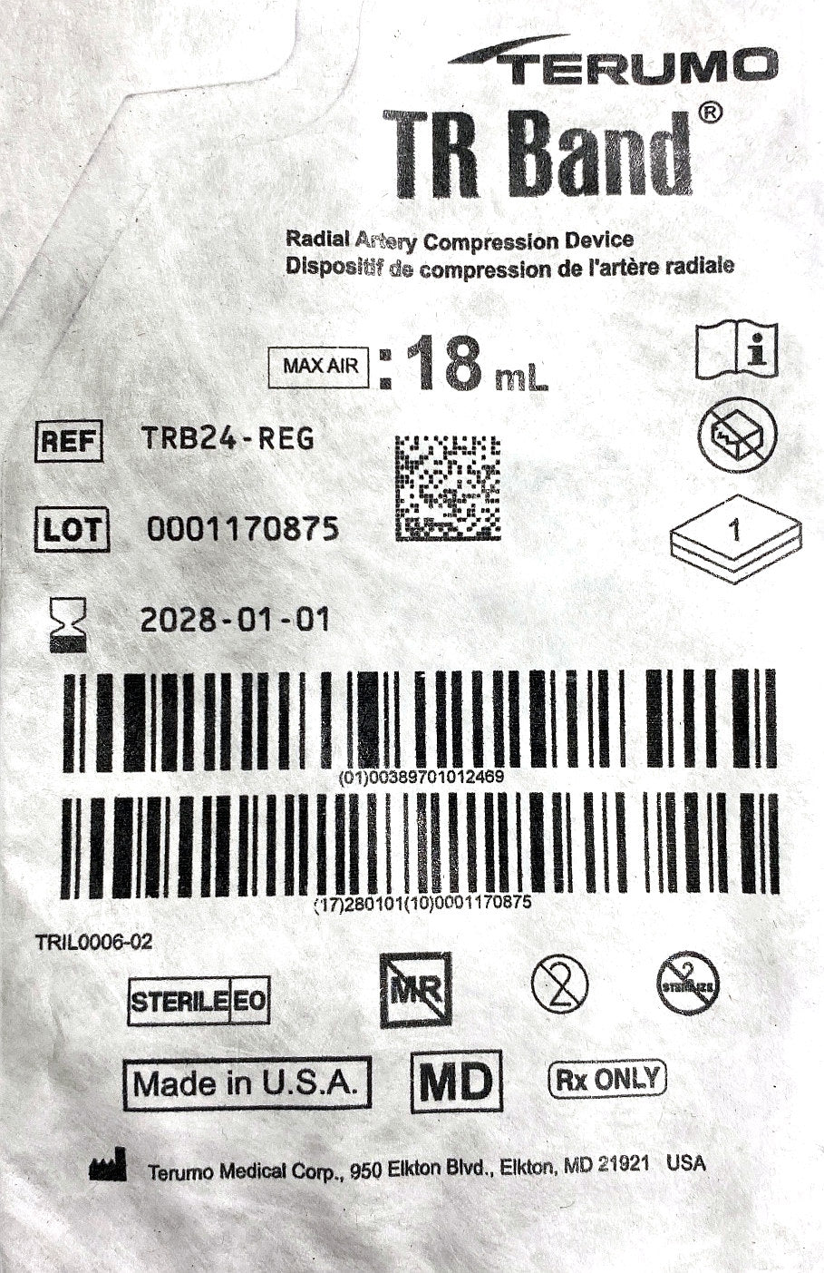 TRB24-REG - TERUMO - TR BAND Radial Artery Compression Device, (EA/1)