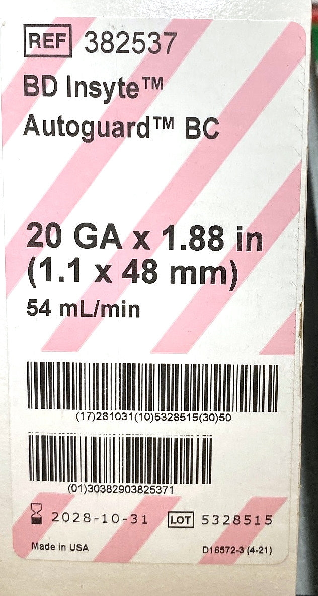 382537 - BD - INSYTE AUTOG BC PNK 20GA X 1.88IN, (BX/50)