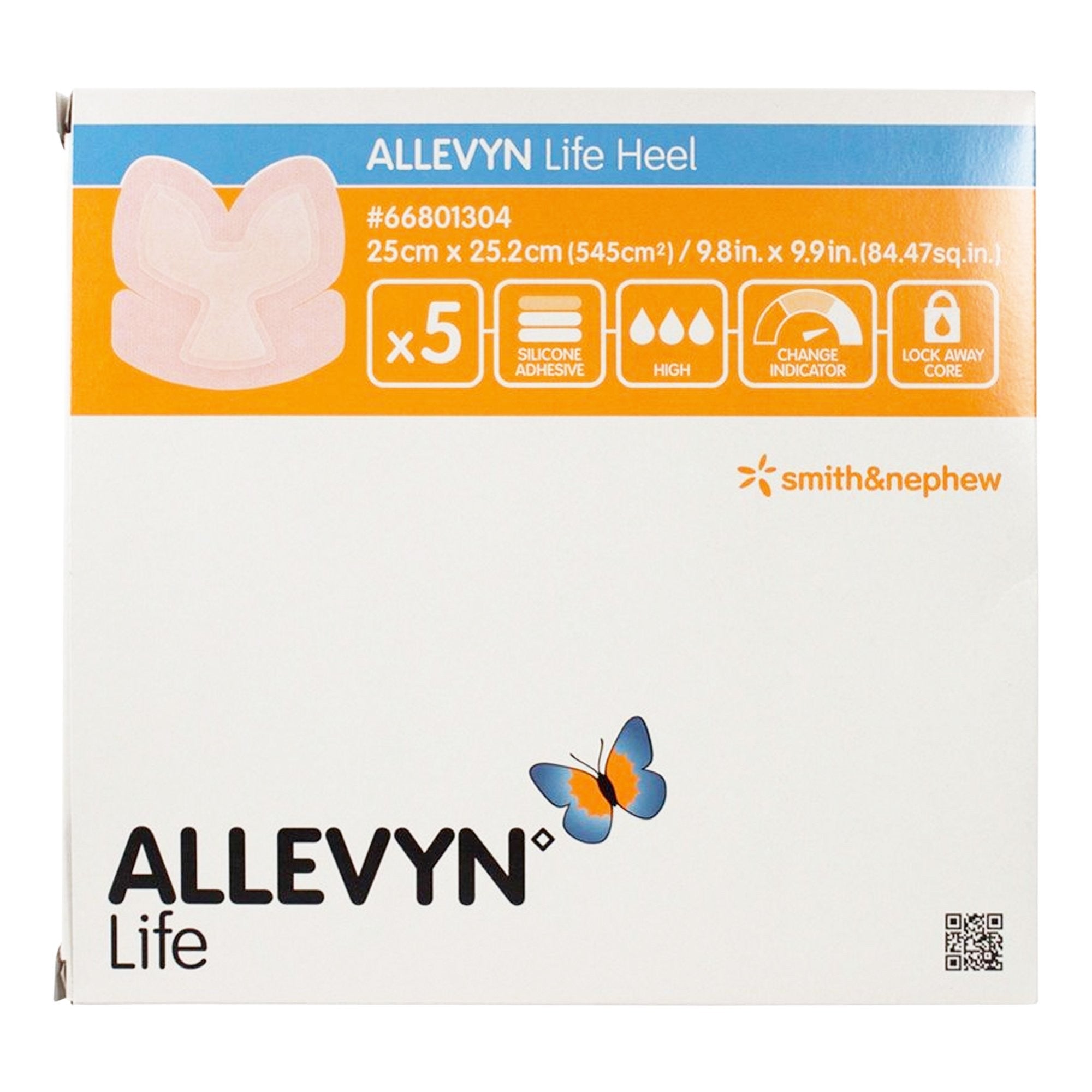 863007 - Allevyn - Allevyn Life Foam Dressing 9-4/5 X 9-9/10 Inch With Border Film Backing Silicone Gel Adhesive Heel Sterile, 66801304, Pack of 1, (EA)