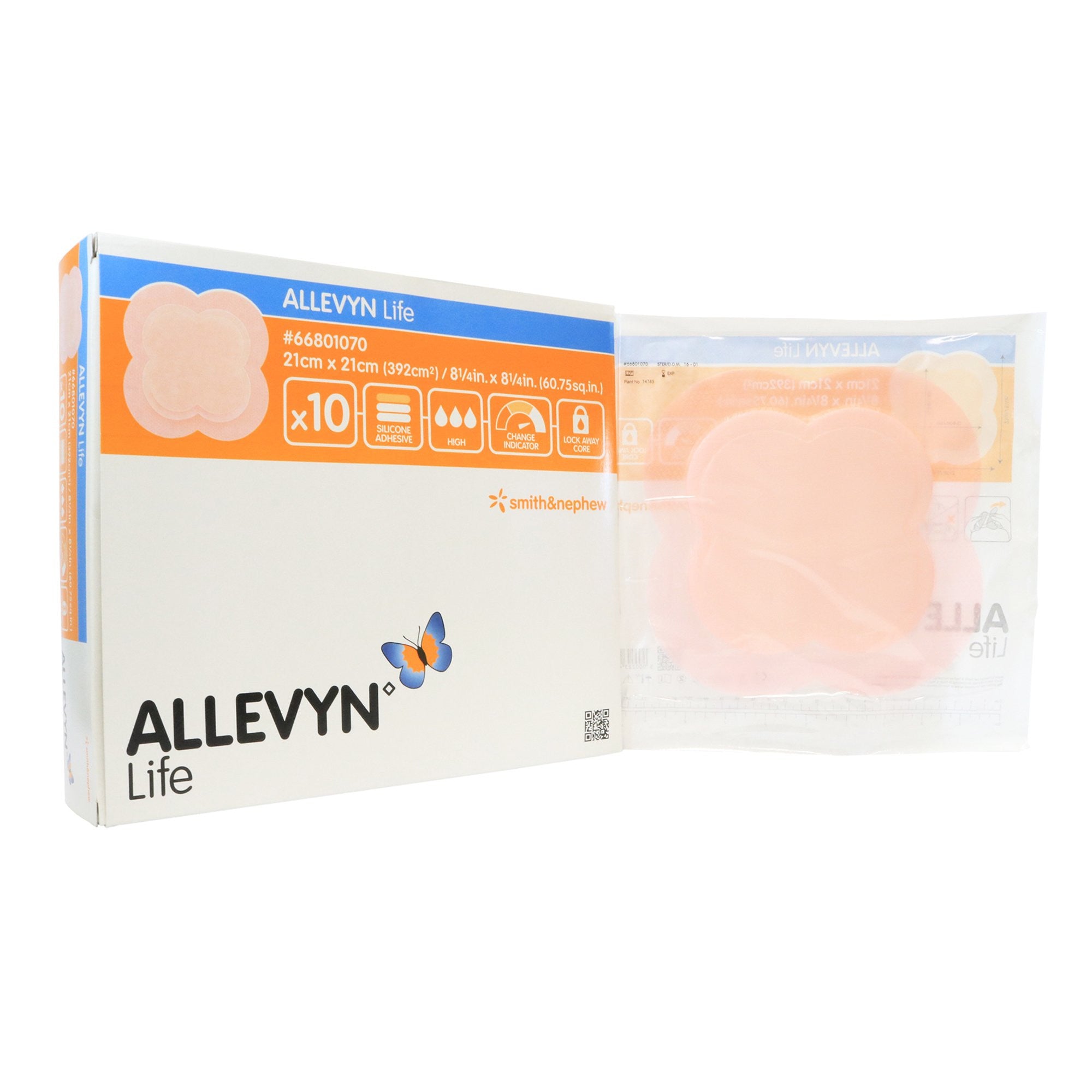 834488 - Allevyn - Allevyn Life Foam Dressing 8-1/4 X 8-1/4 Inch With Border Film Backing Silicone Gel Adhesive Quadrilobe Sterile, 66801070, Pack of 1, (EA)