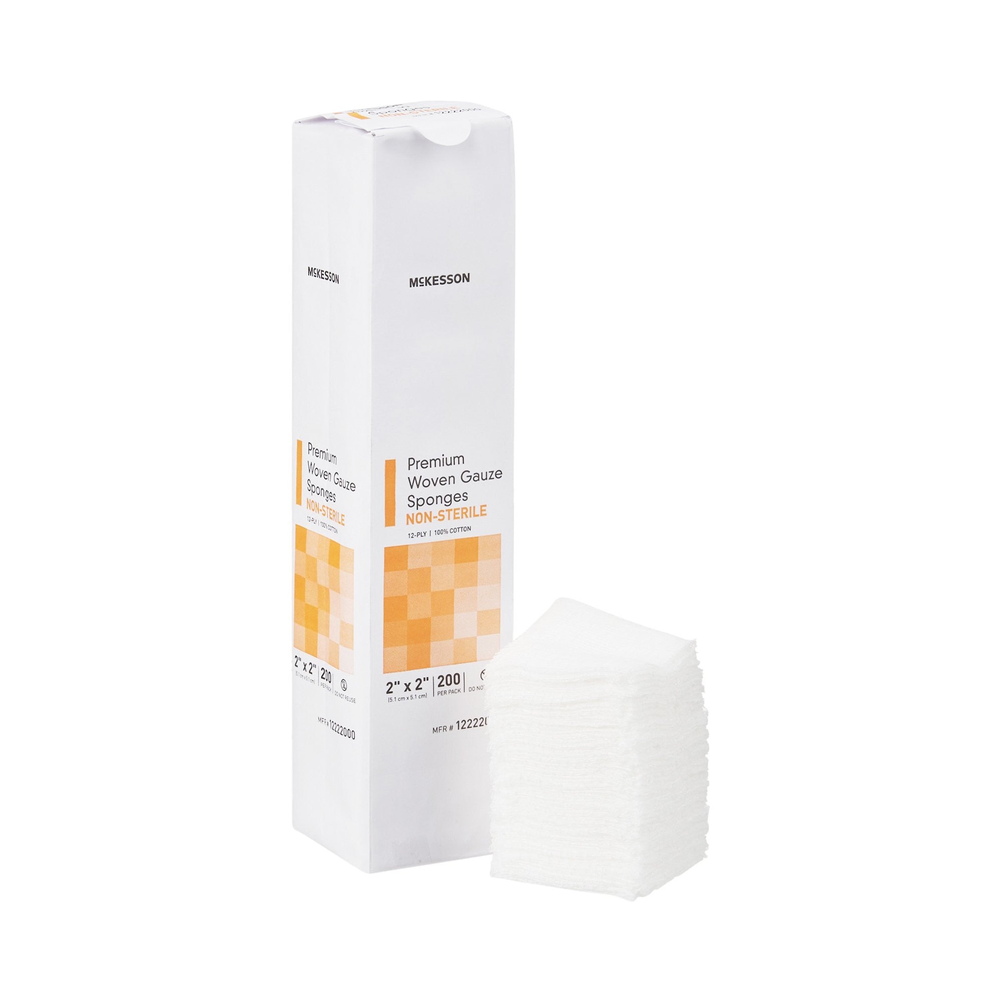 446038 - McKesson - McKesson Gauze Sponge 2 X 2 Inch 12-Ply NonSterile 200 per Pack, 12222000, Pack of 200, (PK)