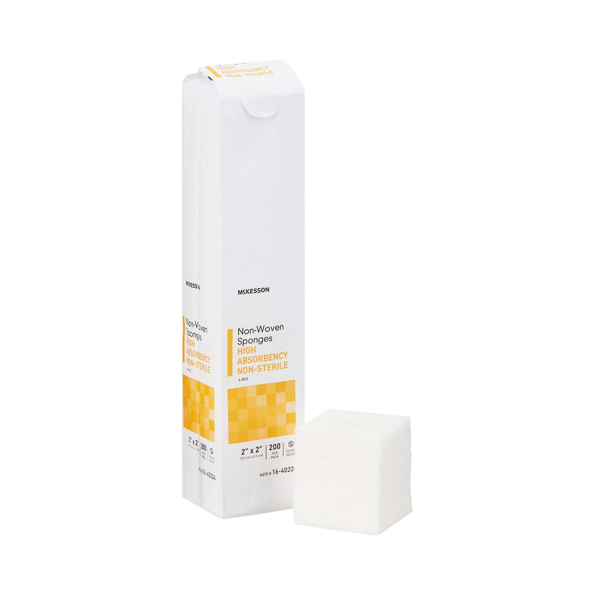 482412 - McKesson - McKesson Nonwoven Sponge 2 X 2 in 4-Ply NonSterile , 16-40224, Case of 20, (CS)