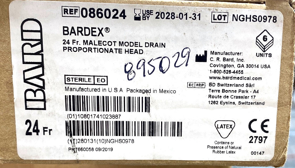 086024 - BARD - Bardex® Malecot Drain Proportionate Head, (BX/6)