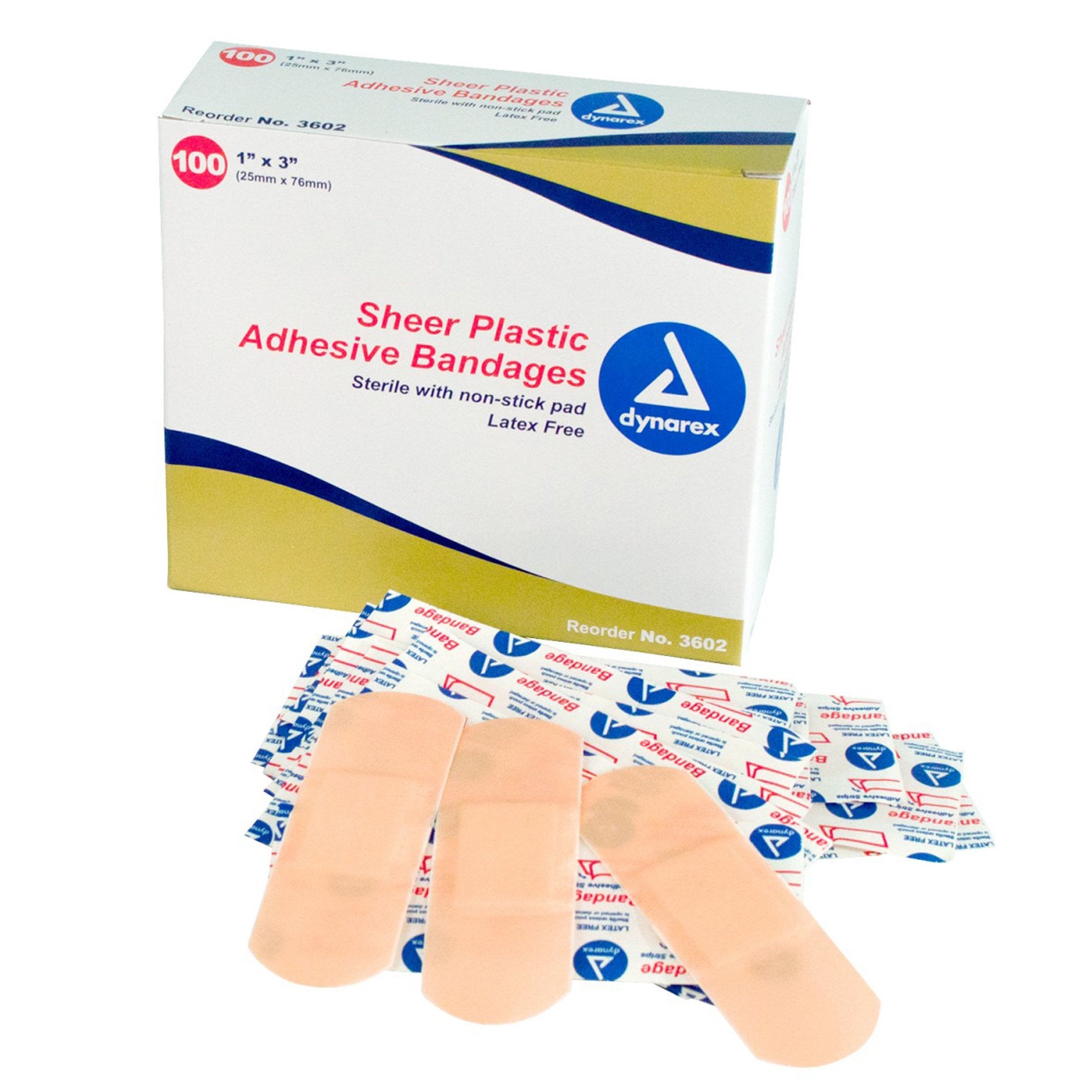 953299 - Dynarex - Dynarex Adhesive Strip Plastic Sheer 1 X 3 Inch Sterile, 3602, Box of 100, (BX)