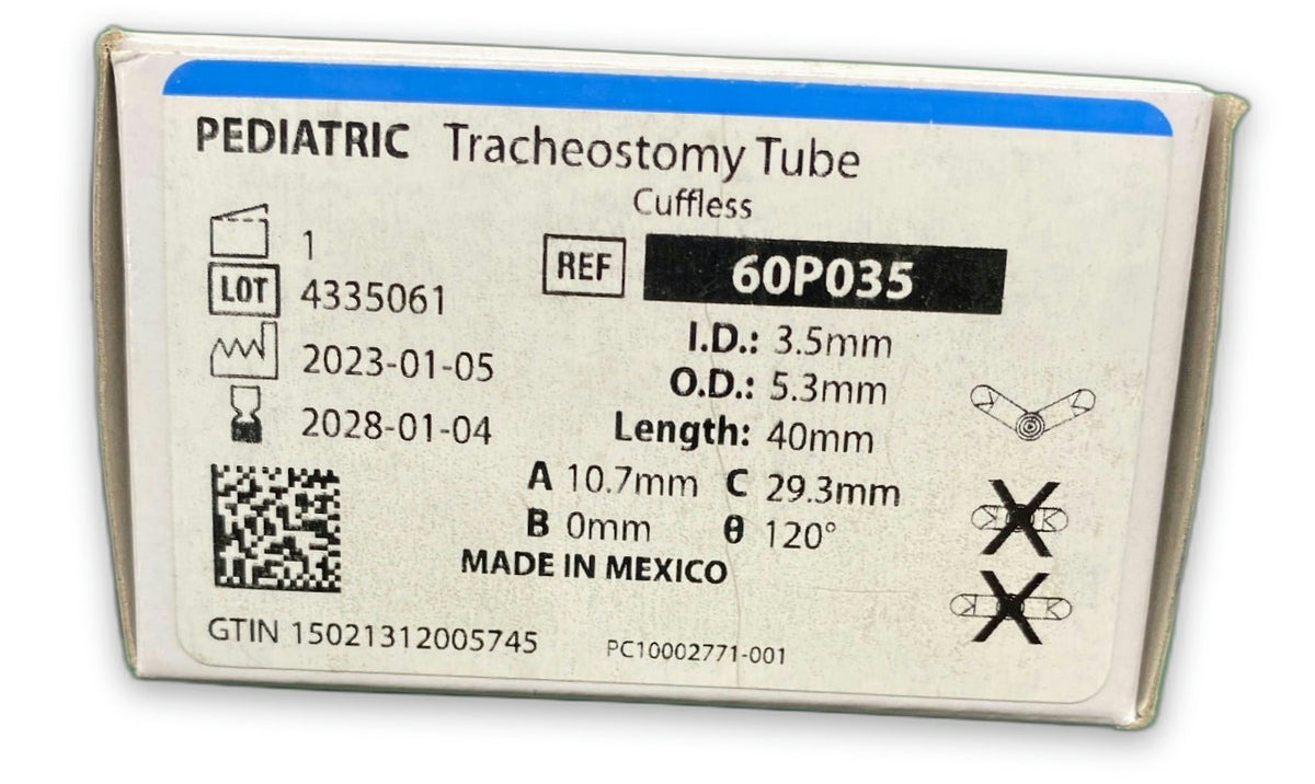 60P035 - SMITHS MEDICAL - Bivona Uncuffed Trach Tubes - Trach Tube, Pediatric, Uncuffed, 3.5 mm, (BX/1)