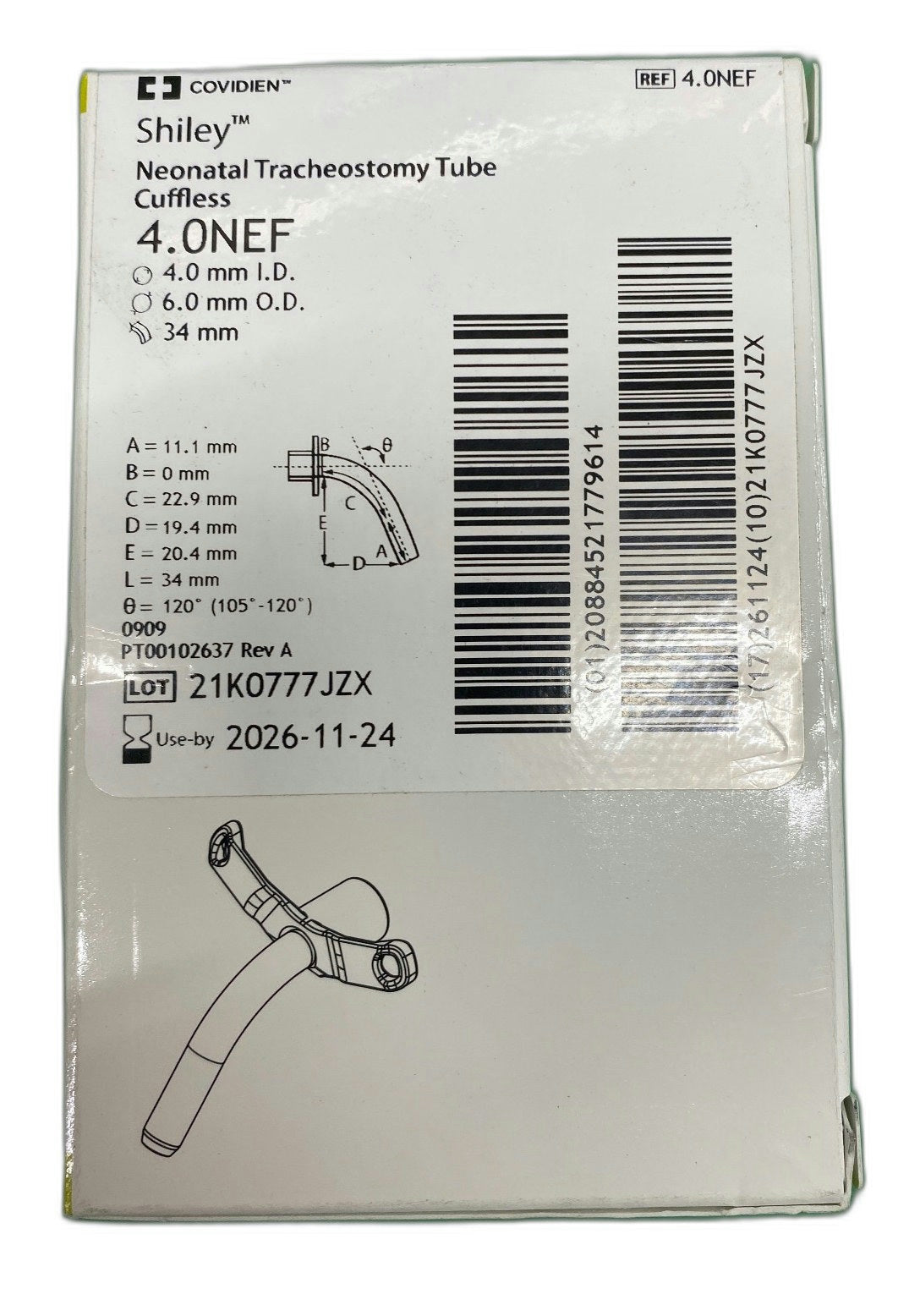 4.0NEF - COVIDIEN - Neonatal Tracheostomy Tube Cuffless, (BX/1)