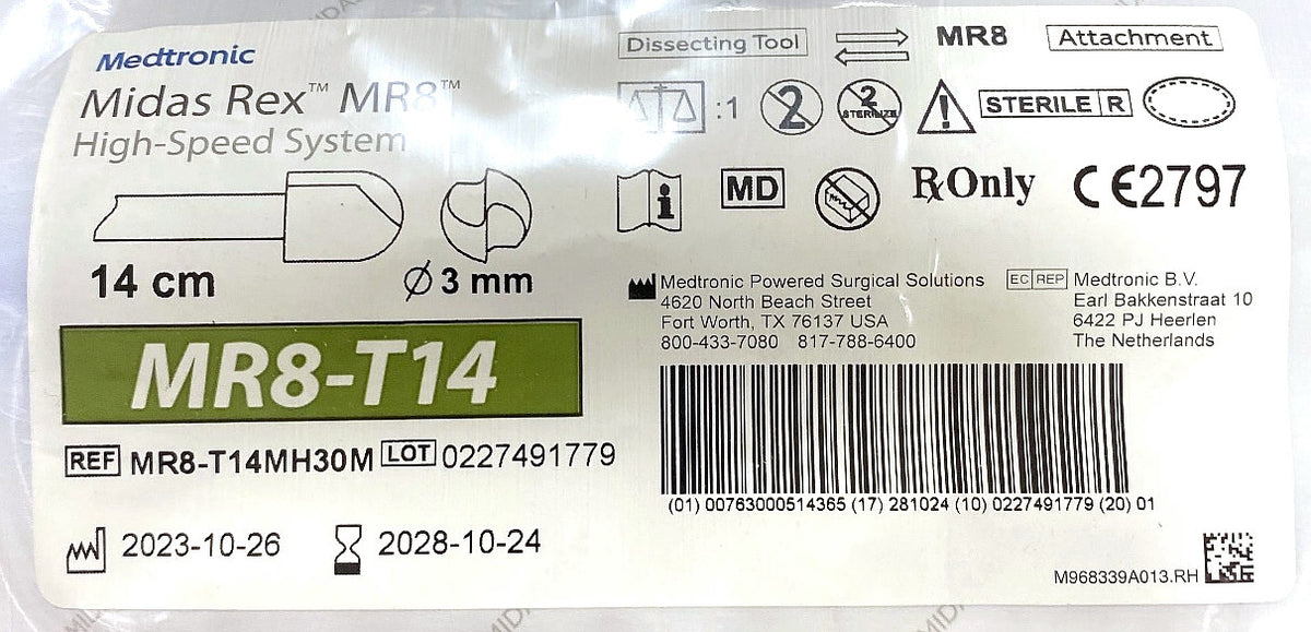 MR8-T14MH30M - MEDTRONIC - TOOL MR8-T14MH30M MR8 14CM TL MH 2FL 3MM, (EA/1)