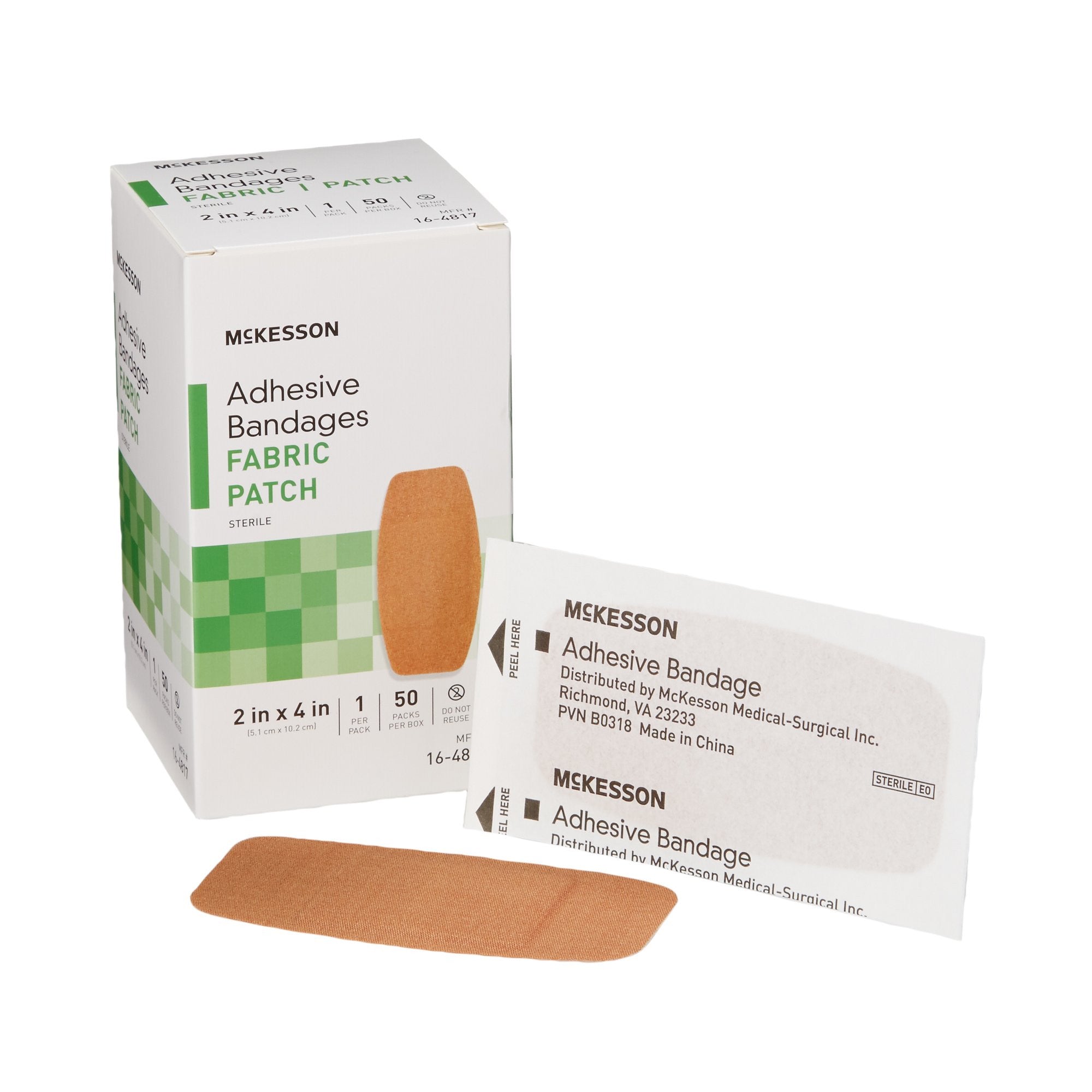 514534 - McKesson - McKesson Adhesive Strip Fabric Tan 2 X 4 Inch Sterile, 16-4817, Case of 24, (CS)