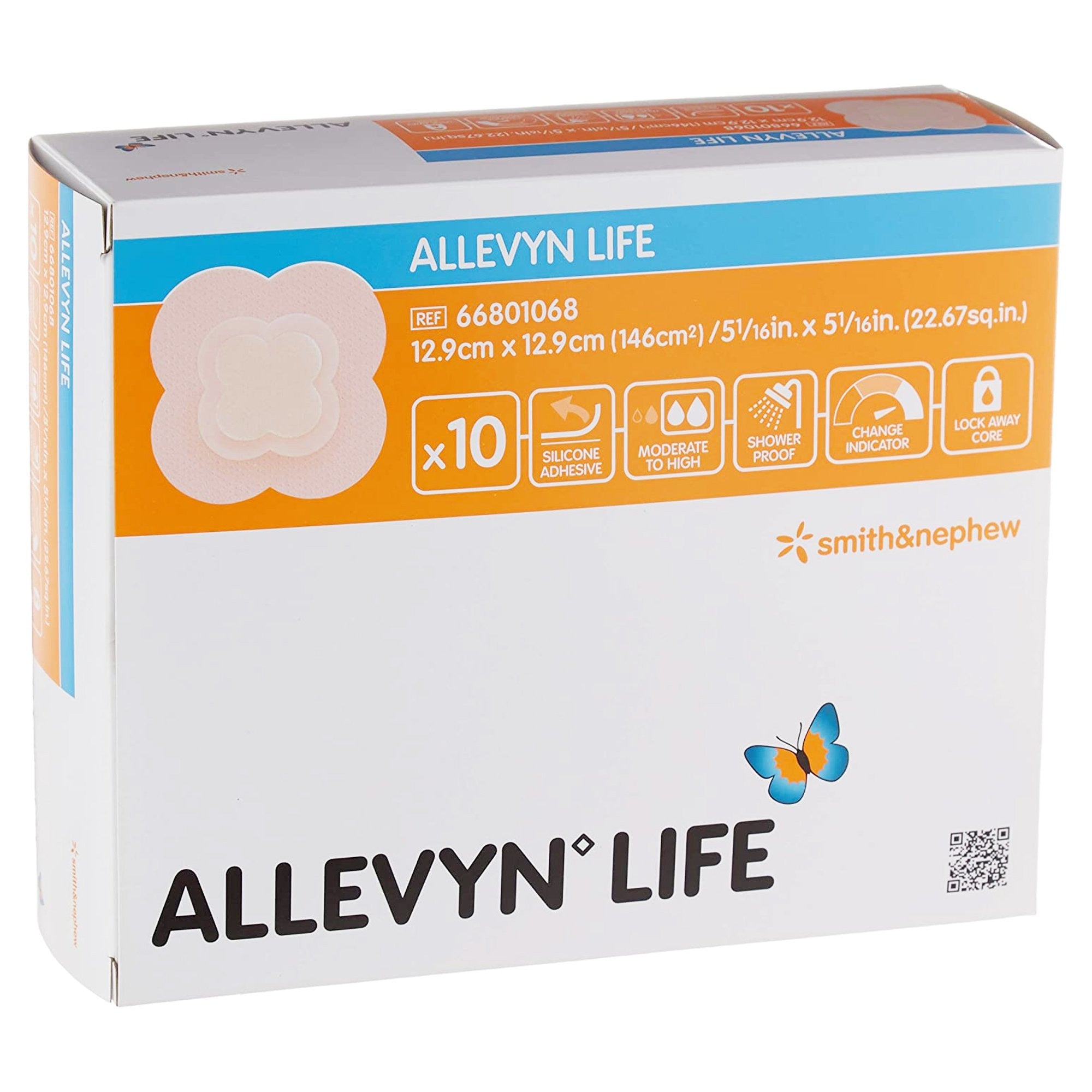 834485 - Allevyn - Allevyn Life Foam Dressing 5--1/16 X 5-1/16 Inch With Border Film Backing Silicone Gel Adhesive Quadrilobe Sterile, 66801068, Case of 50, (CS)