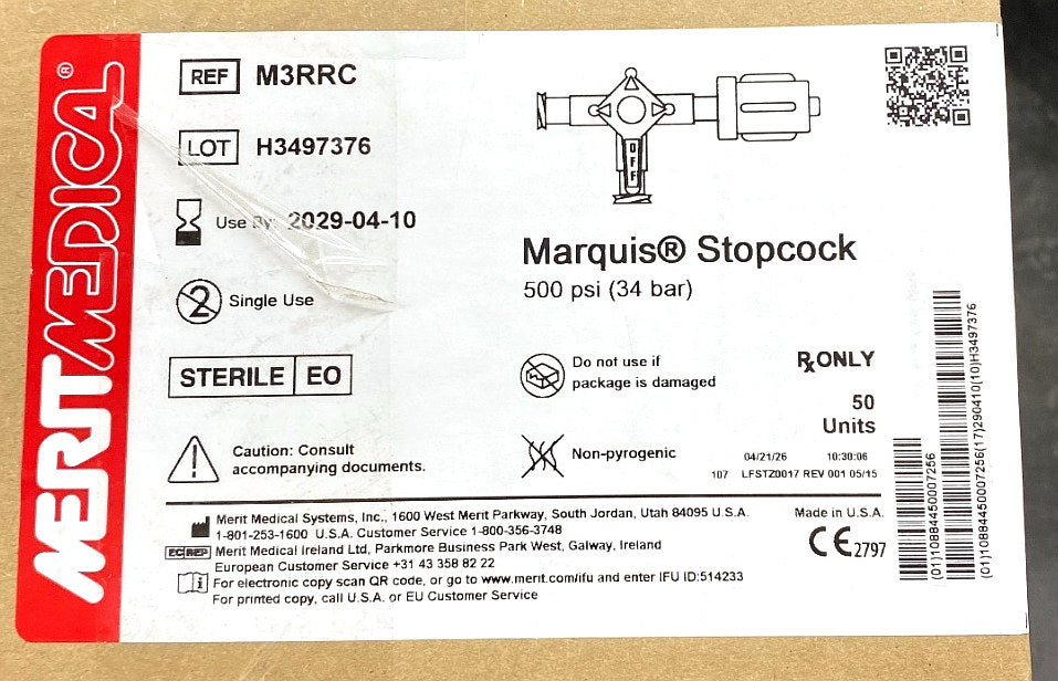 M3RRC - MERIT MEDICAL - Marquis® Stopcock, (BX/50)