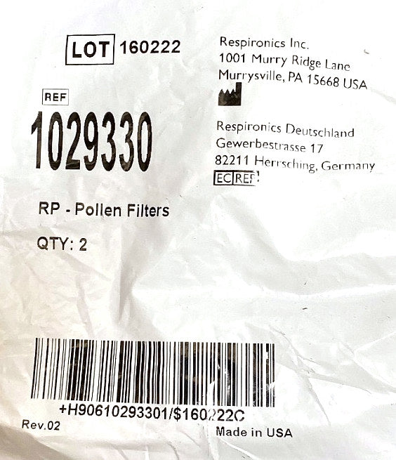 1029330 - RESPIRONICS - RP pollen filters, (EA/1)